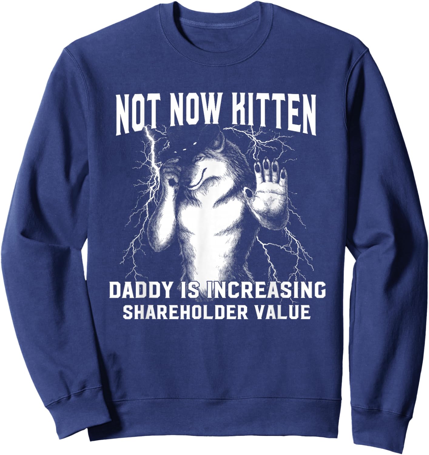 Alpha Meme Not Now Kitten Daddy Increasing Shareholder Value Sweatshirt - Sweatshirt | Navy