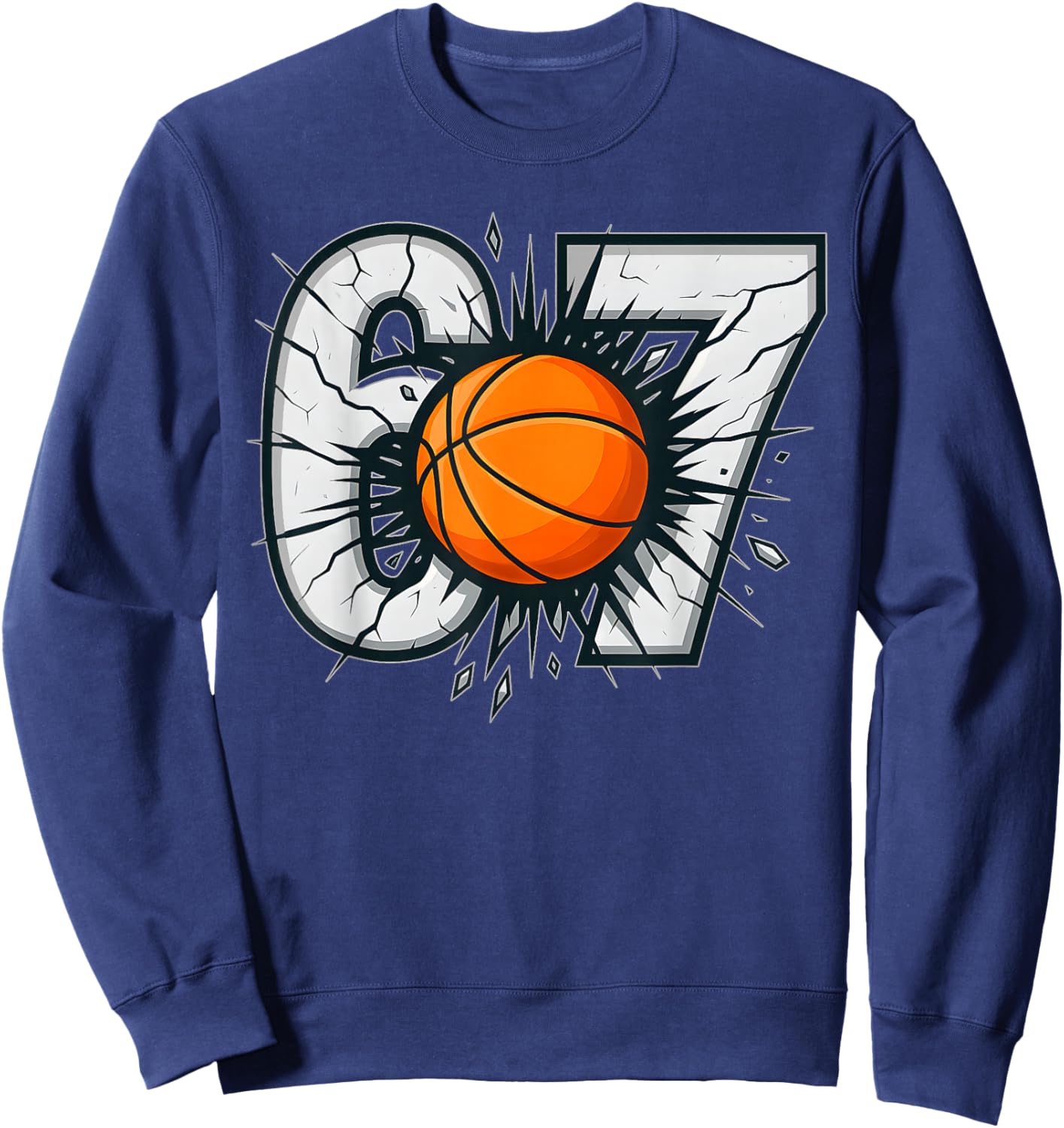 Funny 67 Six Seven Basketball 6 7 Meme Gen Alpha Sweatshirt - Sweatshirt | Navy