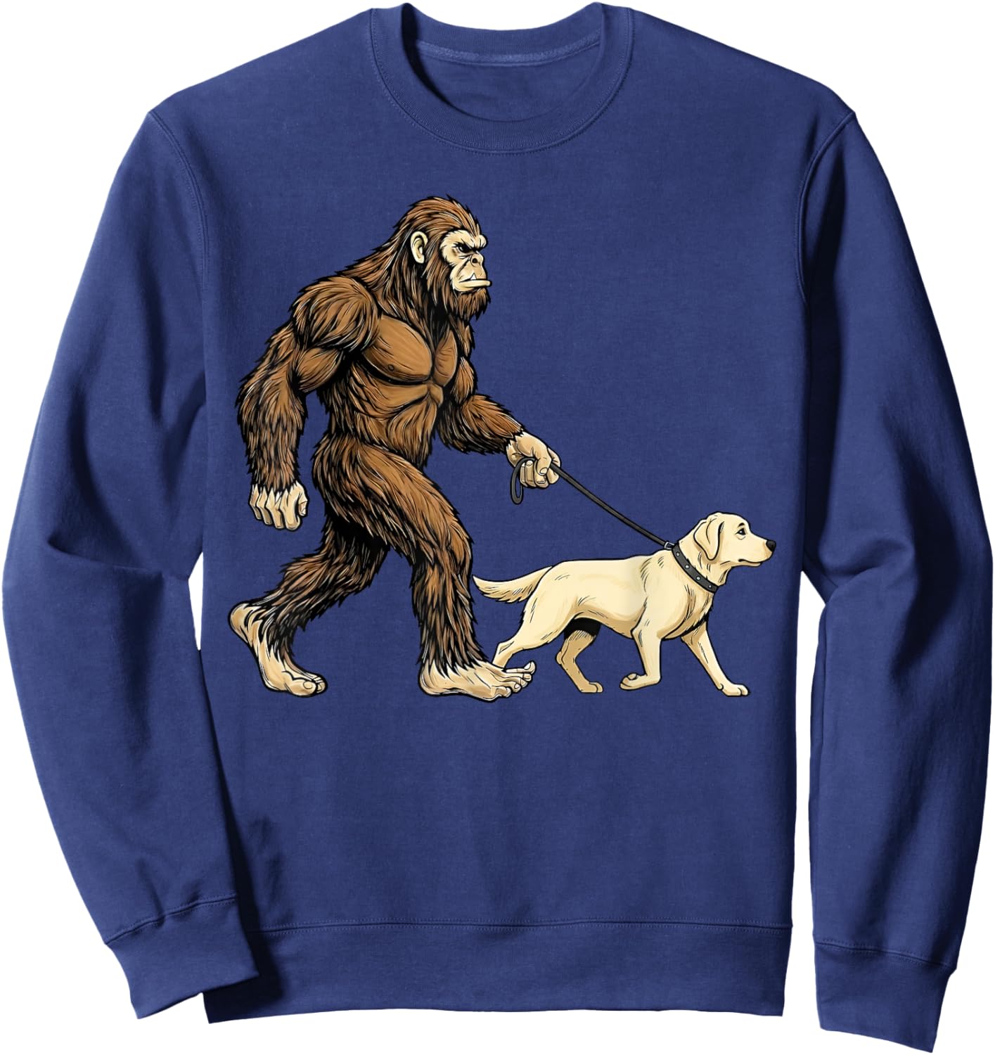 Bigfoot Walking Labrador Retriever Dog Funny Sasquatch Sweatshirt - Sweatshirt | Navy
