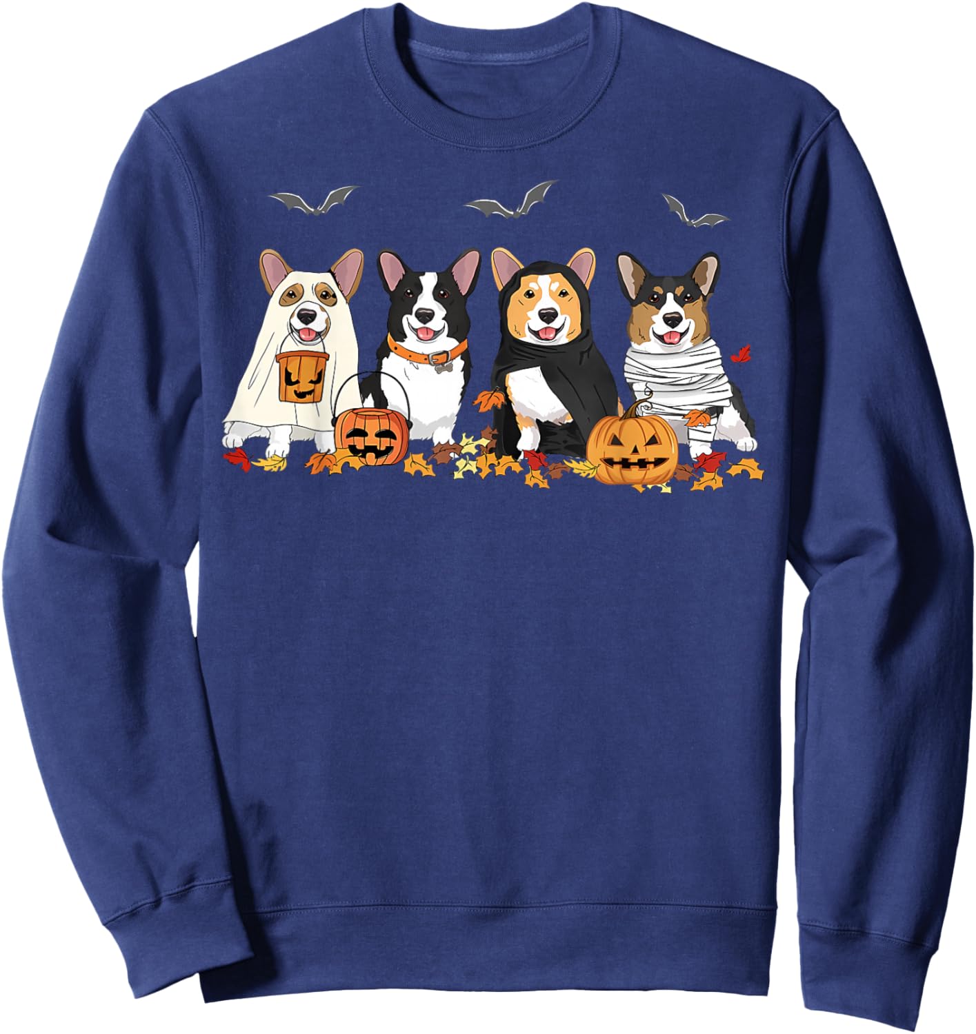 Halloween Corgi Ghost Spooky Corgi Lovers Dog Mama Papa Gift Sweatshirt - Sweatshirt | Navy