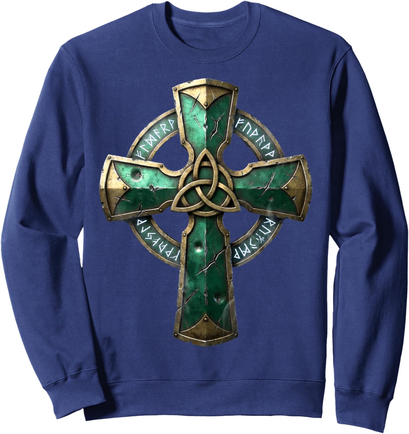 Ancient Celtic Cross Runes Irish Heritage Gear Sweatshirt - Sweatshirt | Navy