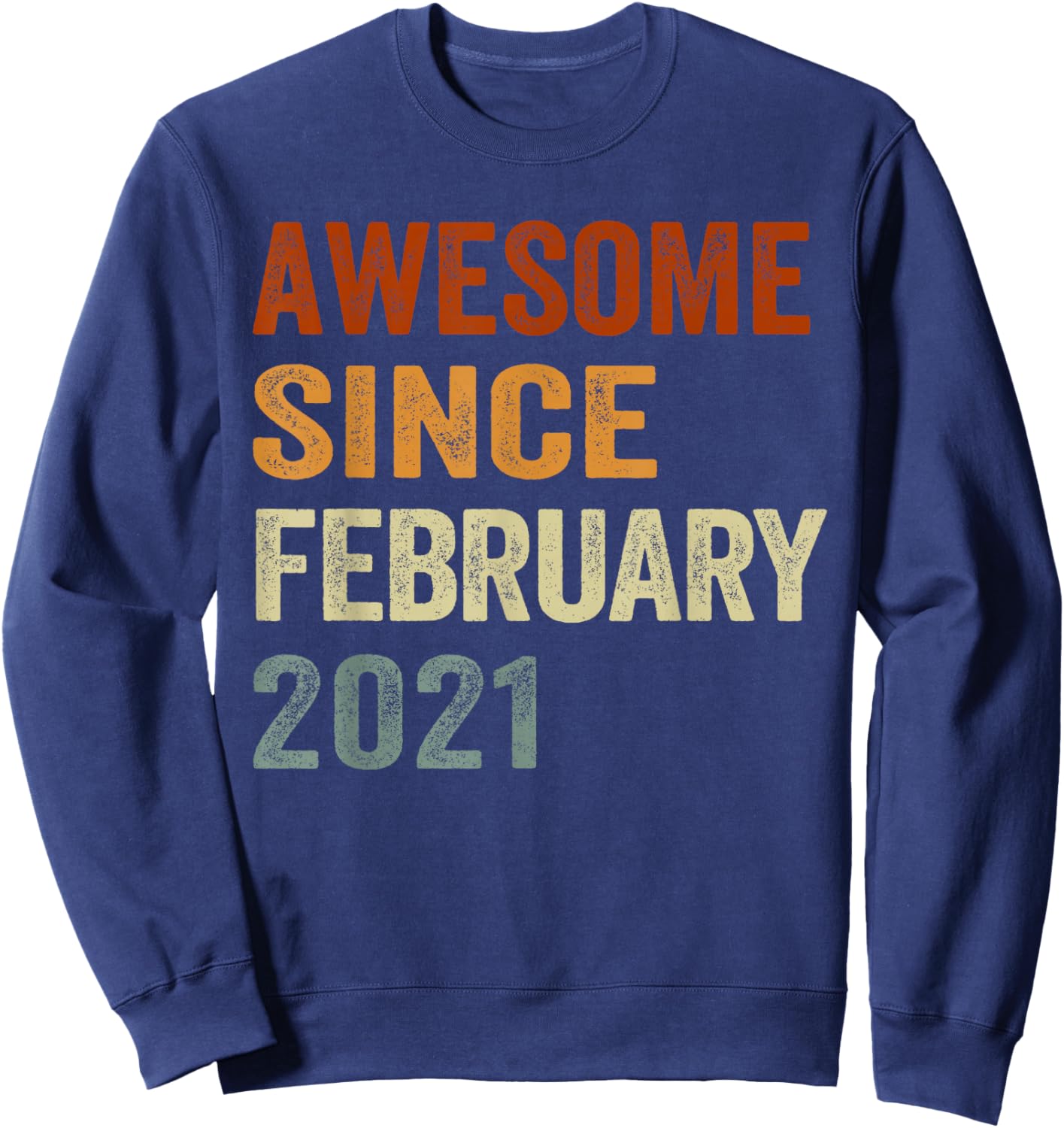 Retro Awesome Since February 2021 5 Years Old 5th Birthday Sweatshirt - Sweatshirt | Navy