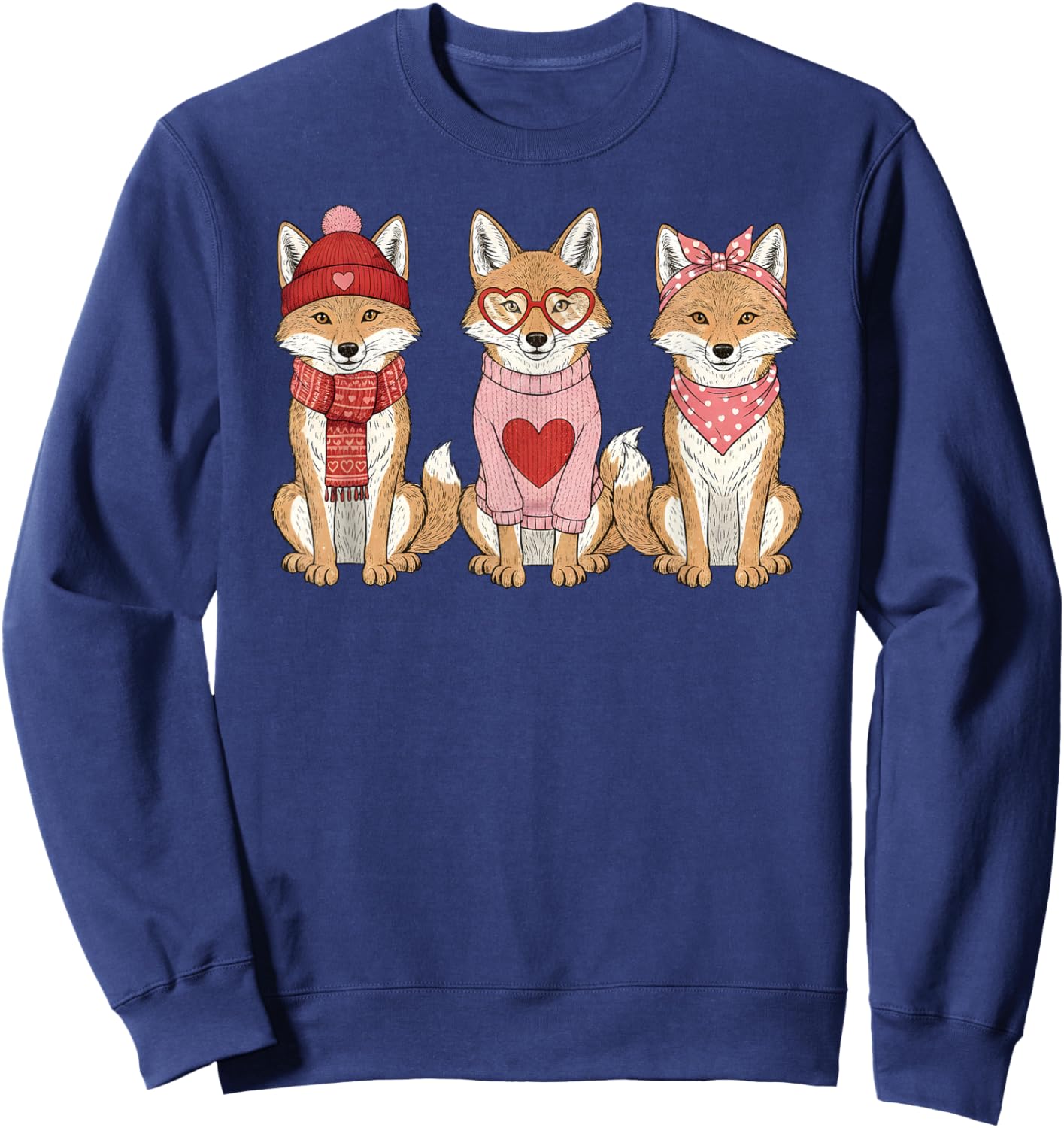 Retro Coyote Cute Valentine Sweatshirt - Sweatshirt | Navy