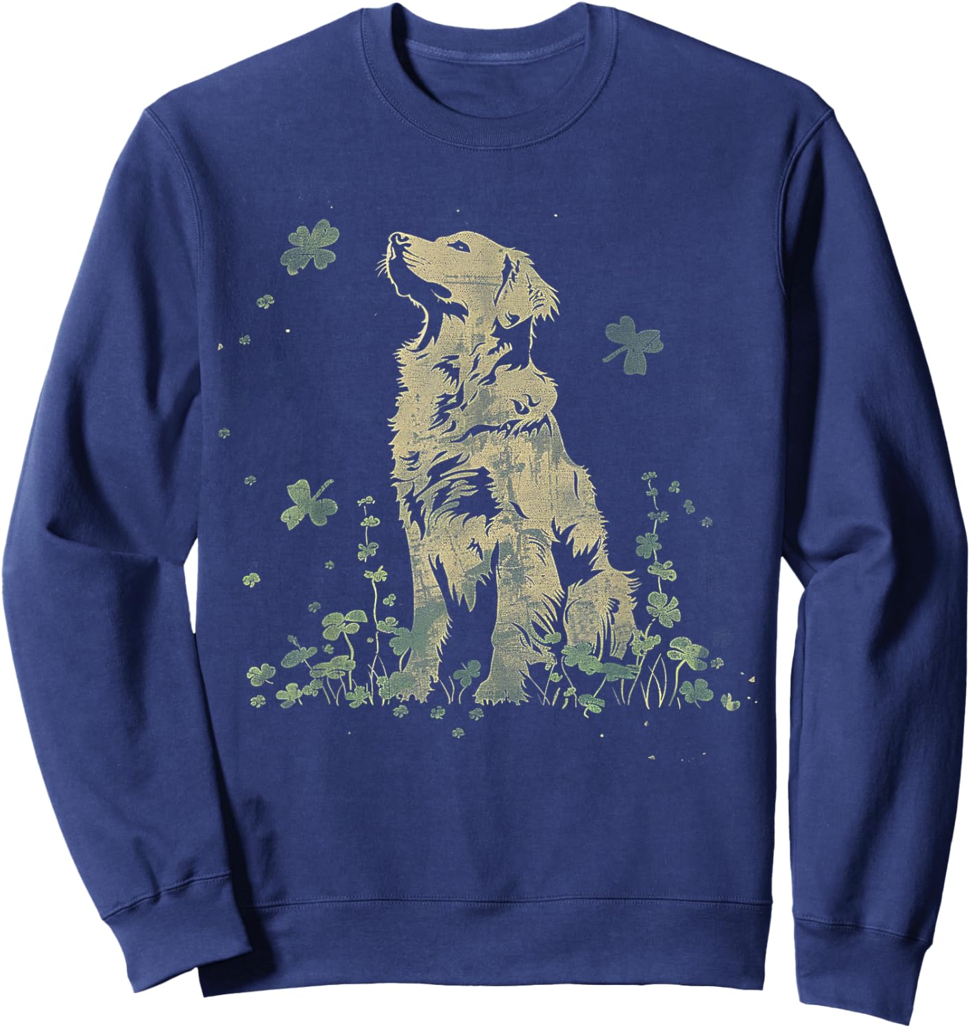 Golden Retriever - Saint Paddys Shamrock St. Patrick's Day Sweatshirt - Sweatshirt | Navy