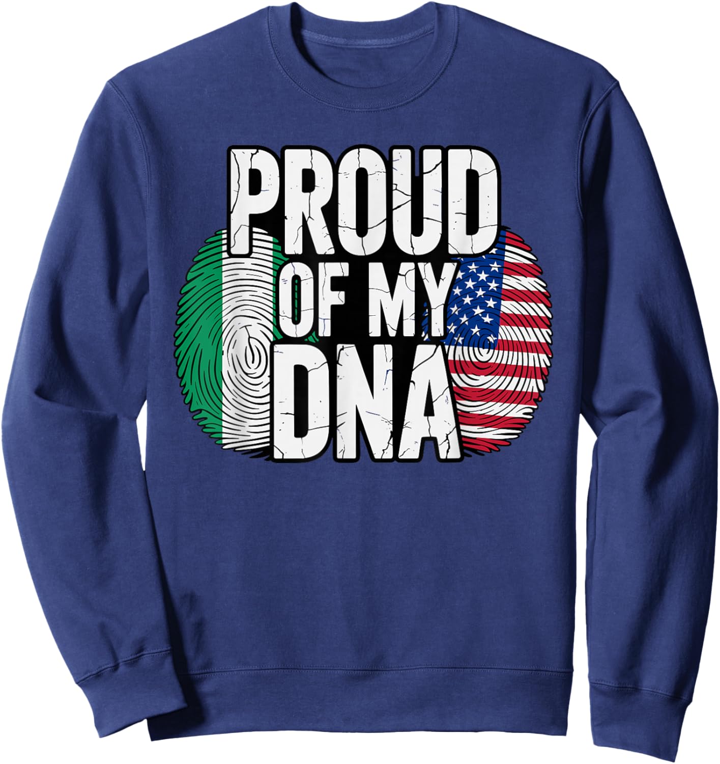Proud of My DNA Half American Nigerian Roots Nigeria USA Sweatshirt - Sweatshirt | Navy