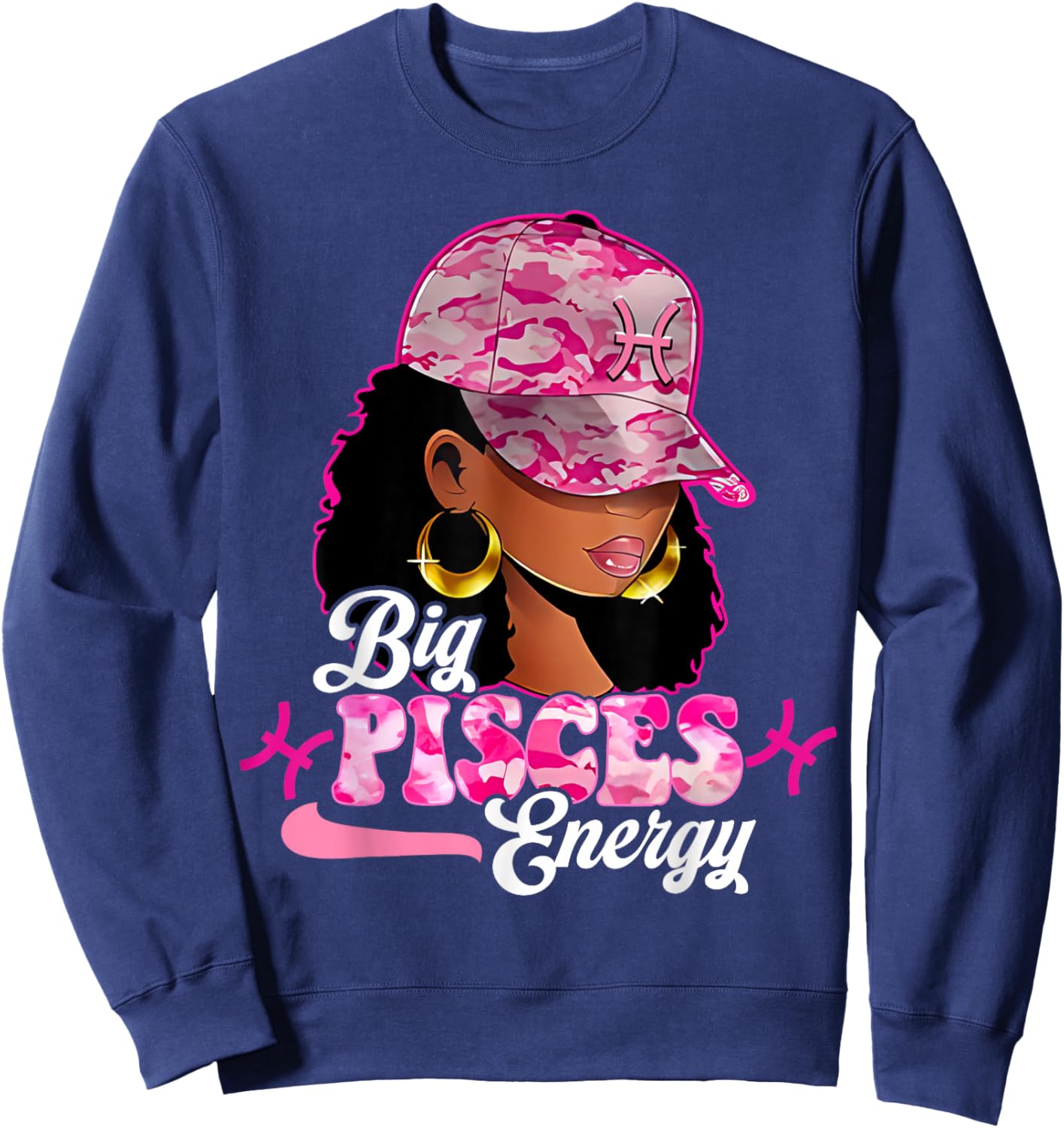 Big Pisces Energy Pisces Girls Women Birthday Horoscope Sweatshirt - Sweatshirt | Navy