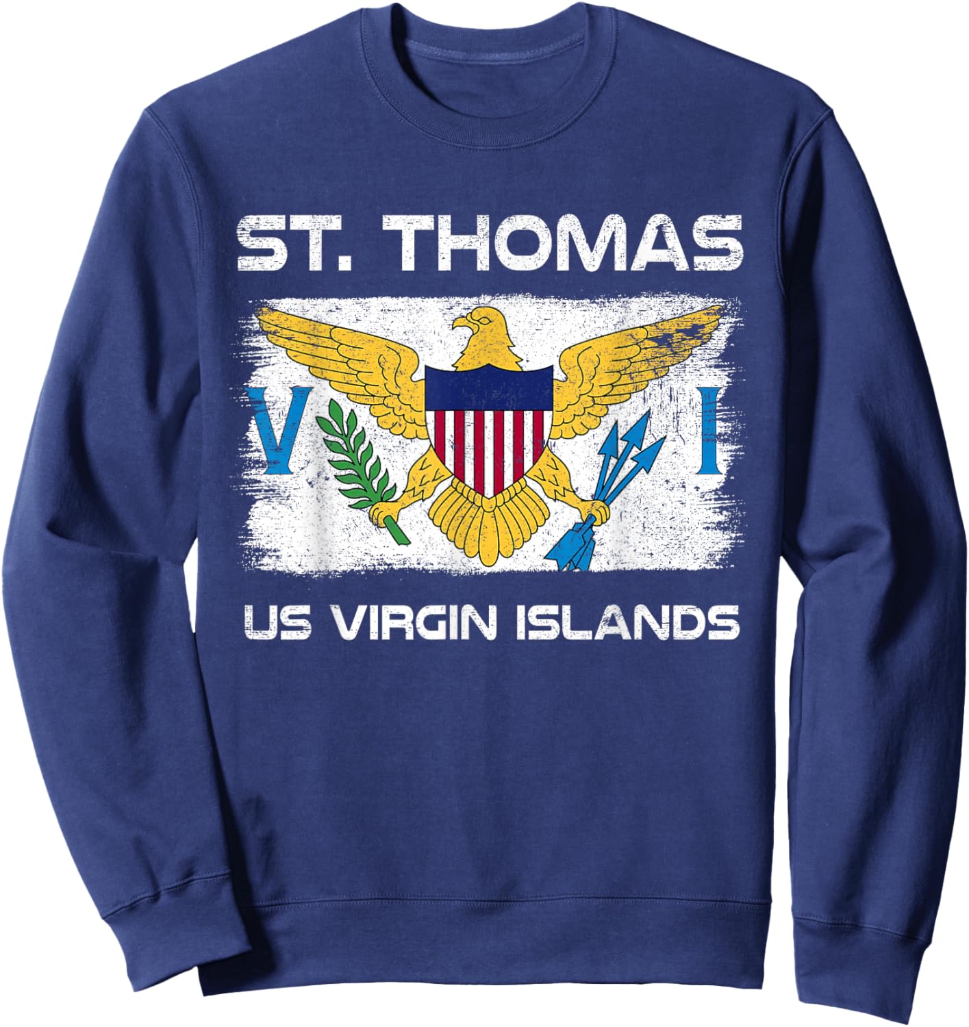 St. Thomas USVI Flag Design USVI Flag Sweatshirt - Sweatshirt | Navy