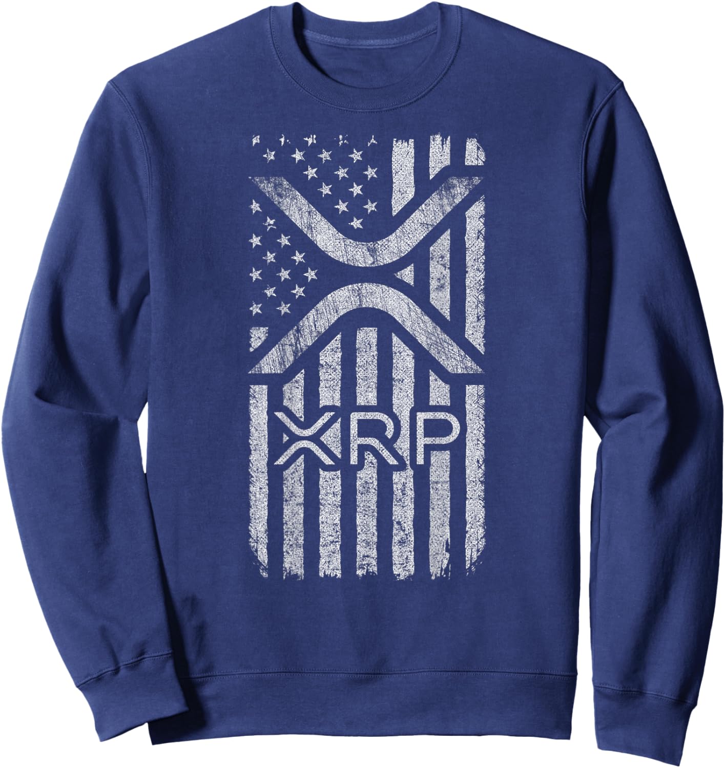XRP - American Flag XRP Logo Graphic - XRP Crypto Sweatshirt - Sweatshirt | Navy