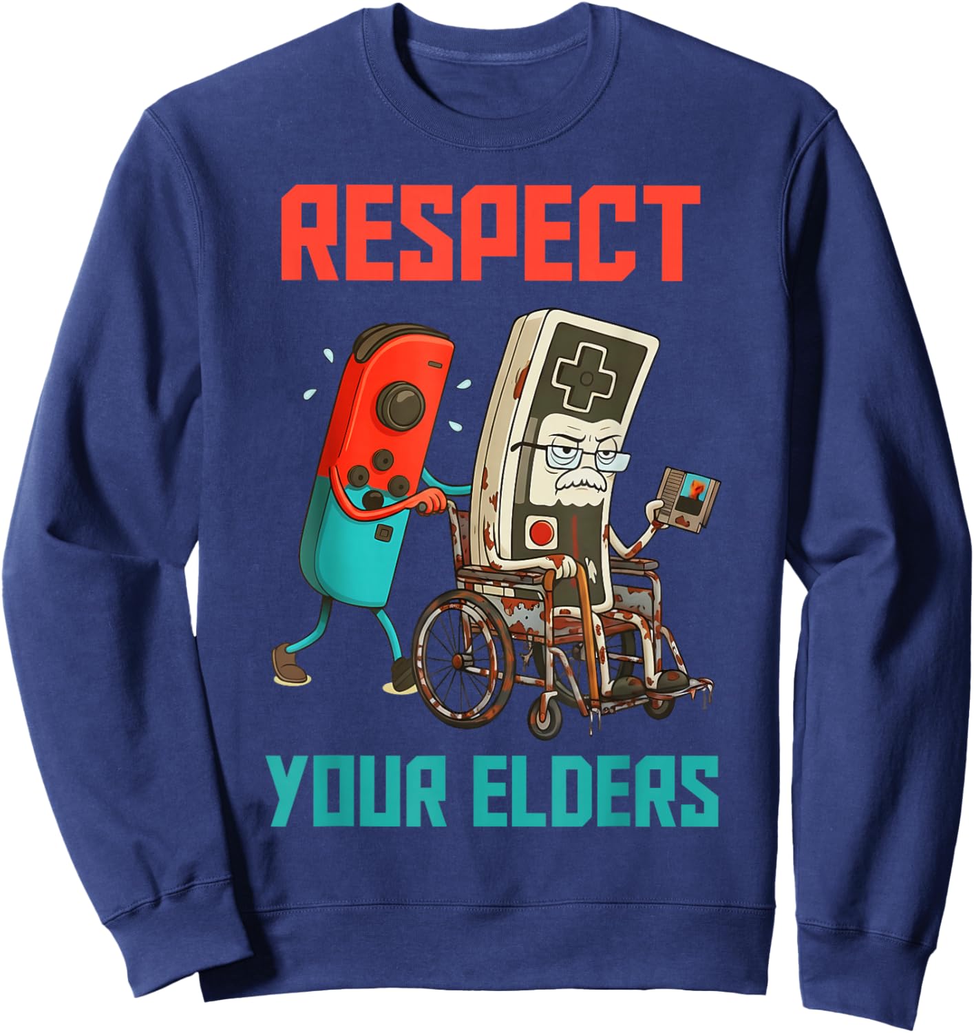Respect Your Elders Retro Gaming Video Gamer 80s Boy Men Sweatshirt - Sweatshirt | Navy