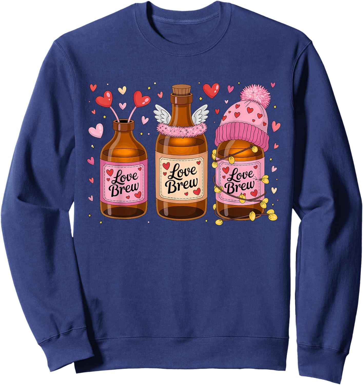 Funny Valentine Beer Design Sweatshirt - Sweatshirt | Navy