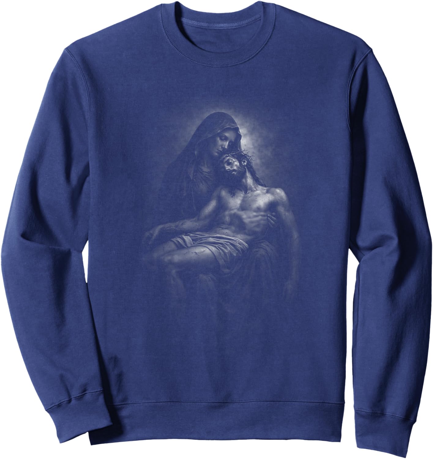 Pieta Mary Holding Jesus Christ Body Sweatshirt - Sweatshirt | Navy