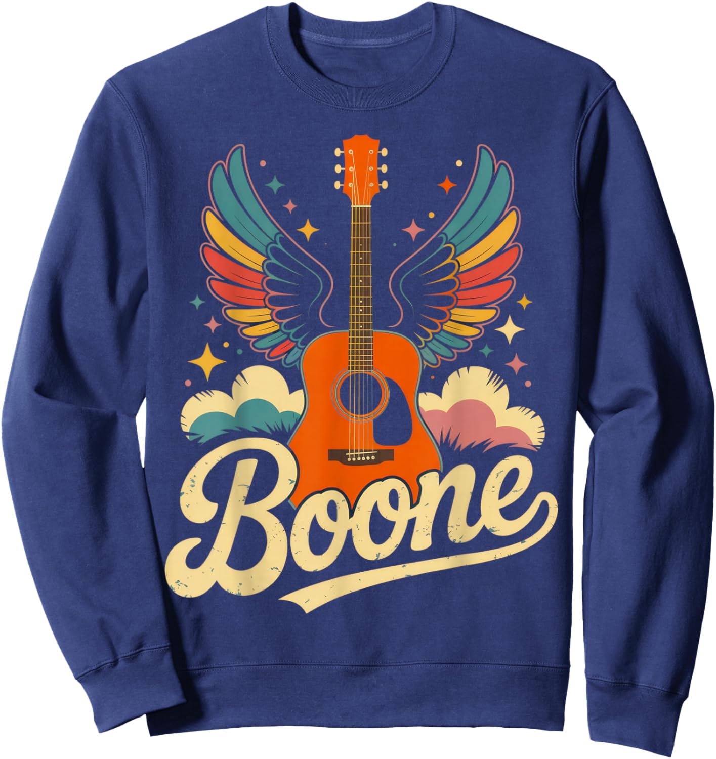 Boone Guitar Enthusiast Vibes Summer Music Festival Mood Sweatshirt - Sweatshirt | Navy