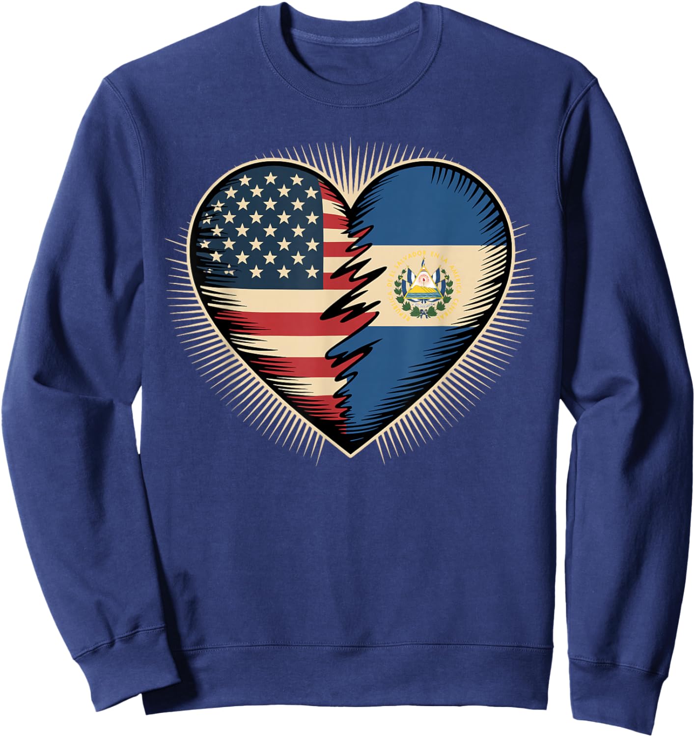 Half American Salvadoran Roots USA El Salvador Sweatshirt - Sweatshirt | Navy