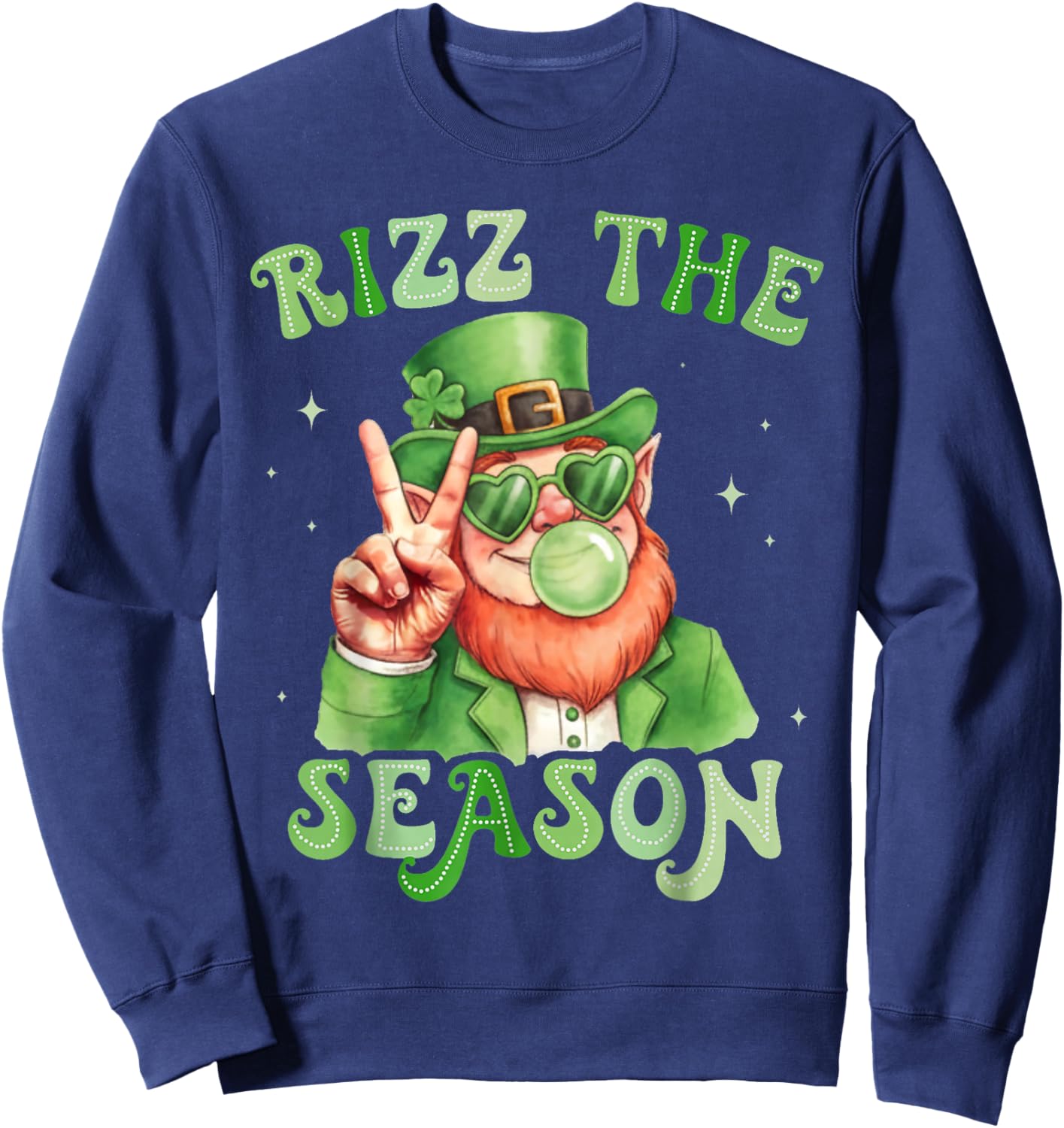 St. Patrick's Day Leprechaun Bubble Gum Rizz The Season Sweatshirt - Sweatshirt | Navy