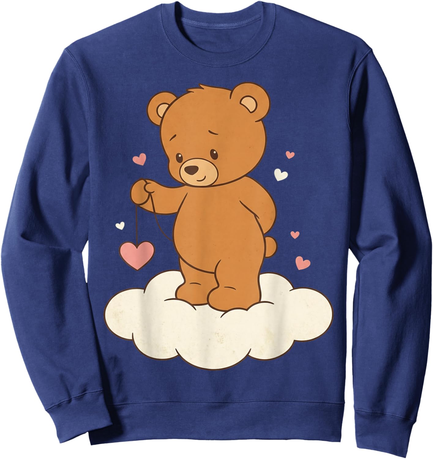 Teddy Bear Women Valentines Shirt Girl Fishing Heart Sweatshirt - Sweatshirt | Navy