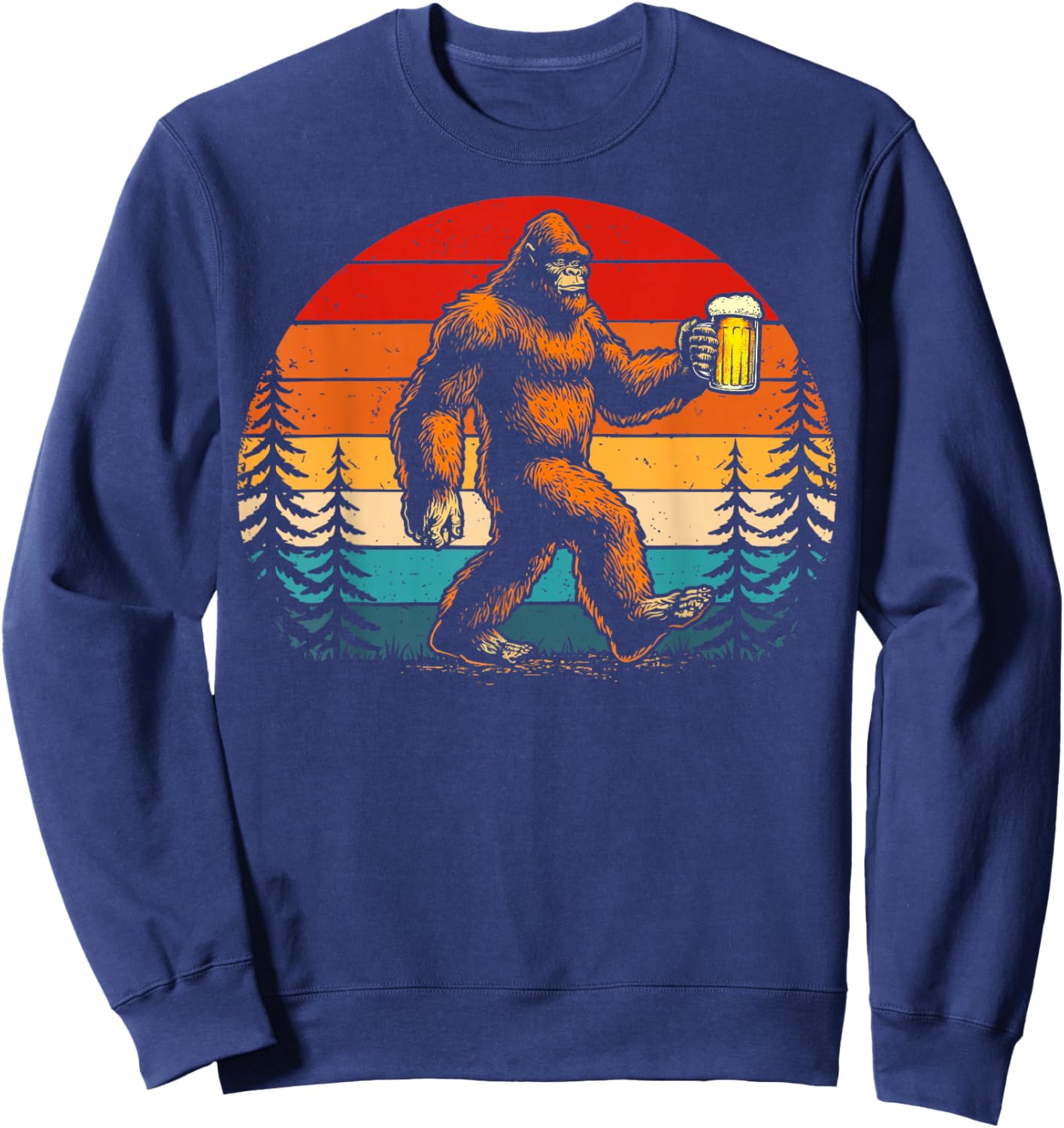 Retro Drinking Craft Beer Lover Bigfoot Yeti Funny Sasquatch Sweatshirt - Sweatshirt | Navy