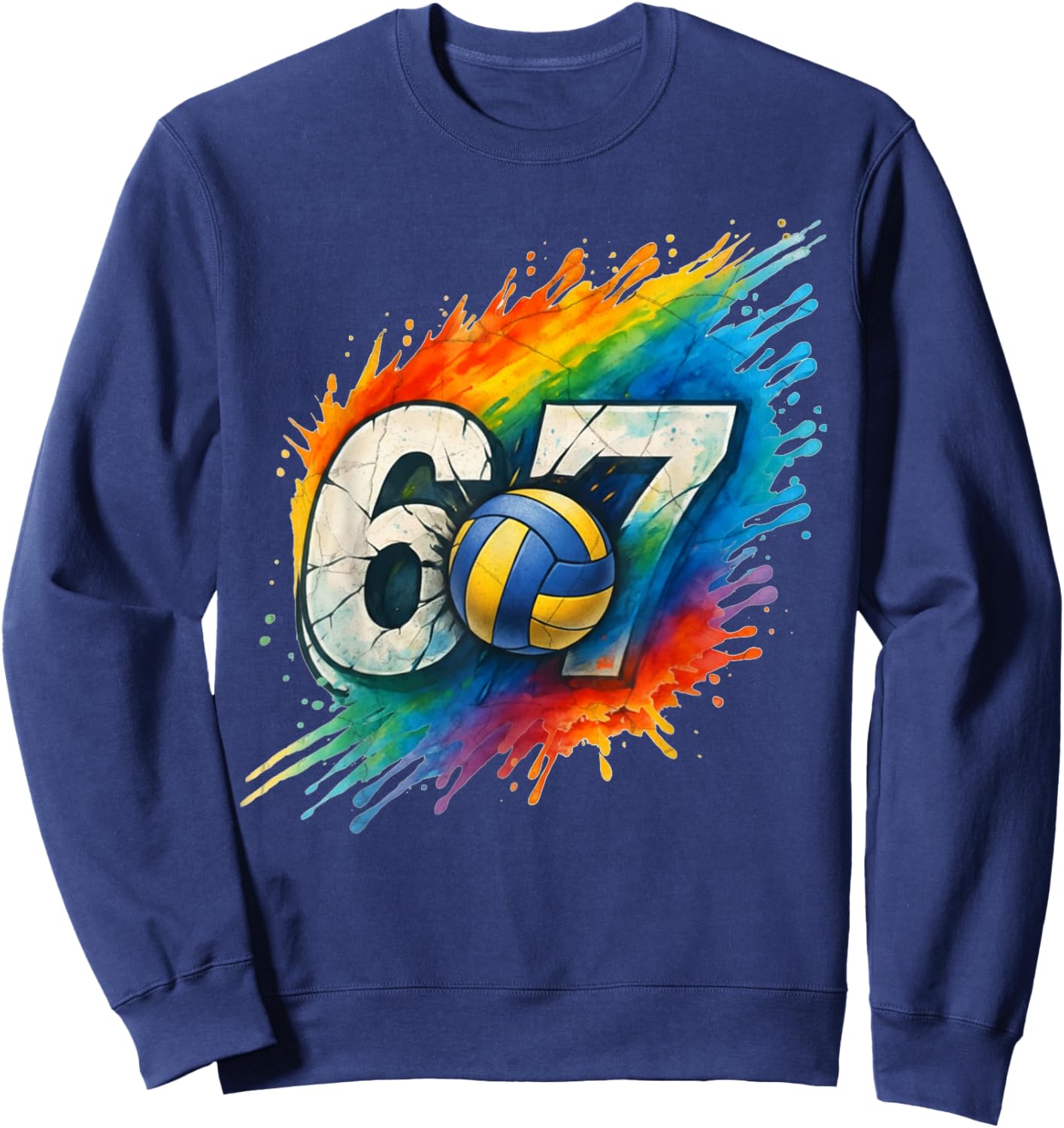 67 Volleyball Six Seven 6 7 Meme 67 Sweatshirt - Sweatshirt | Navy