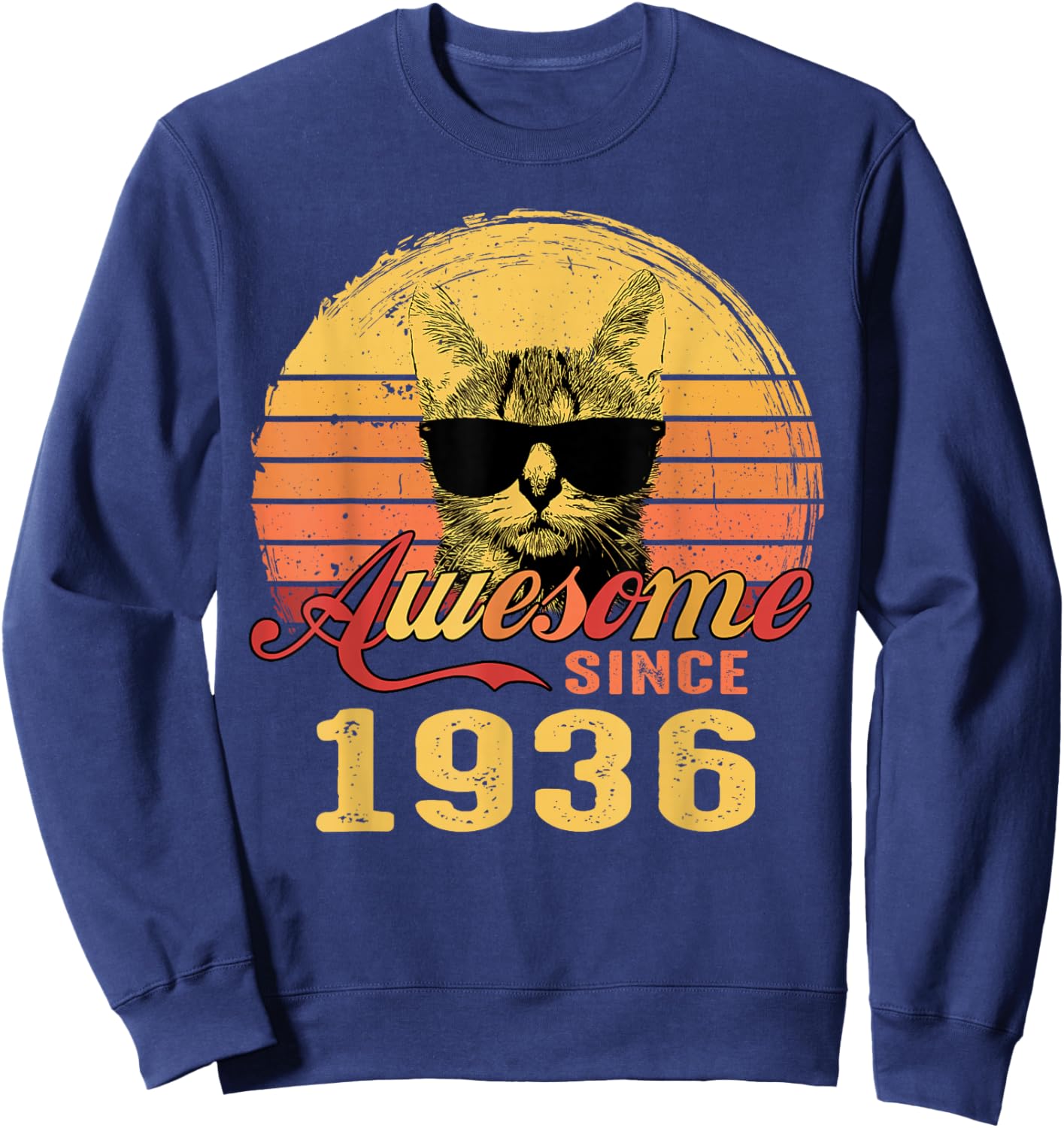 90th Birthday Gift Awesome Since 1936 90 Years Old Sweatshirt - Sweatshirt | Navy