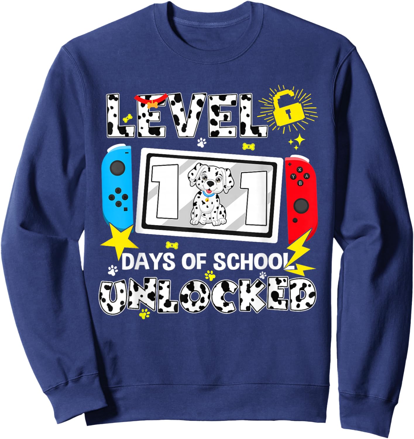 Level Unlocked Game Controller 101 Days School 100 Days Sweatshirt - Sweatshirt | Navy