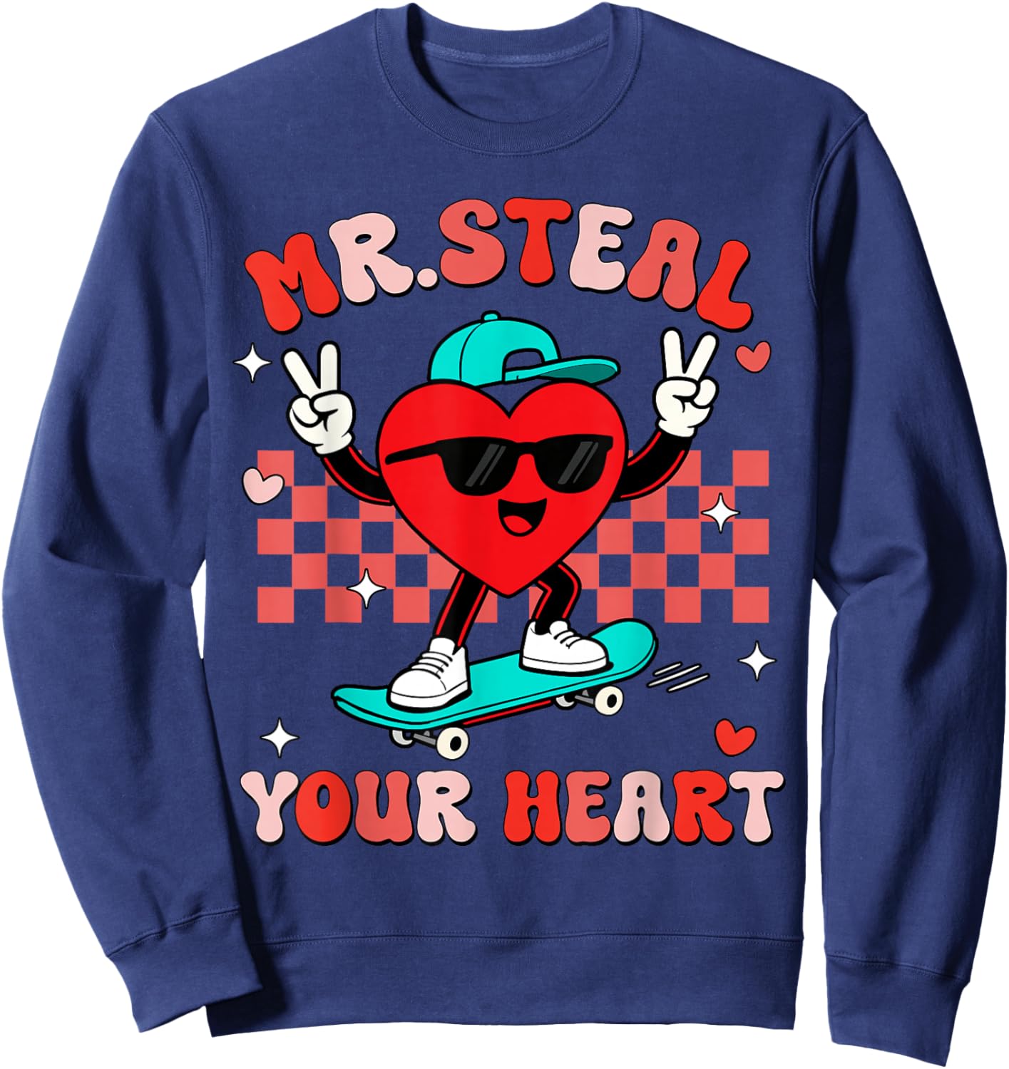 Mr Steal Your Heart for Boys Toddlers Valentine's Day Kids Sweatshirt - Sweatshirt | Navy