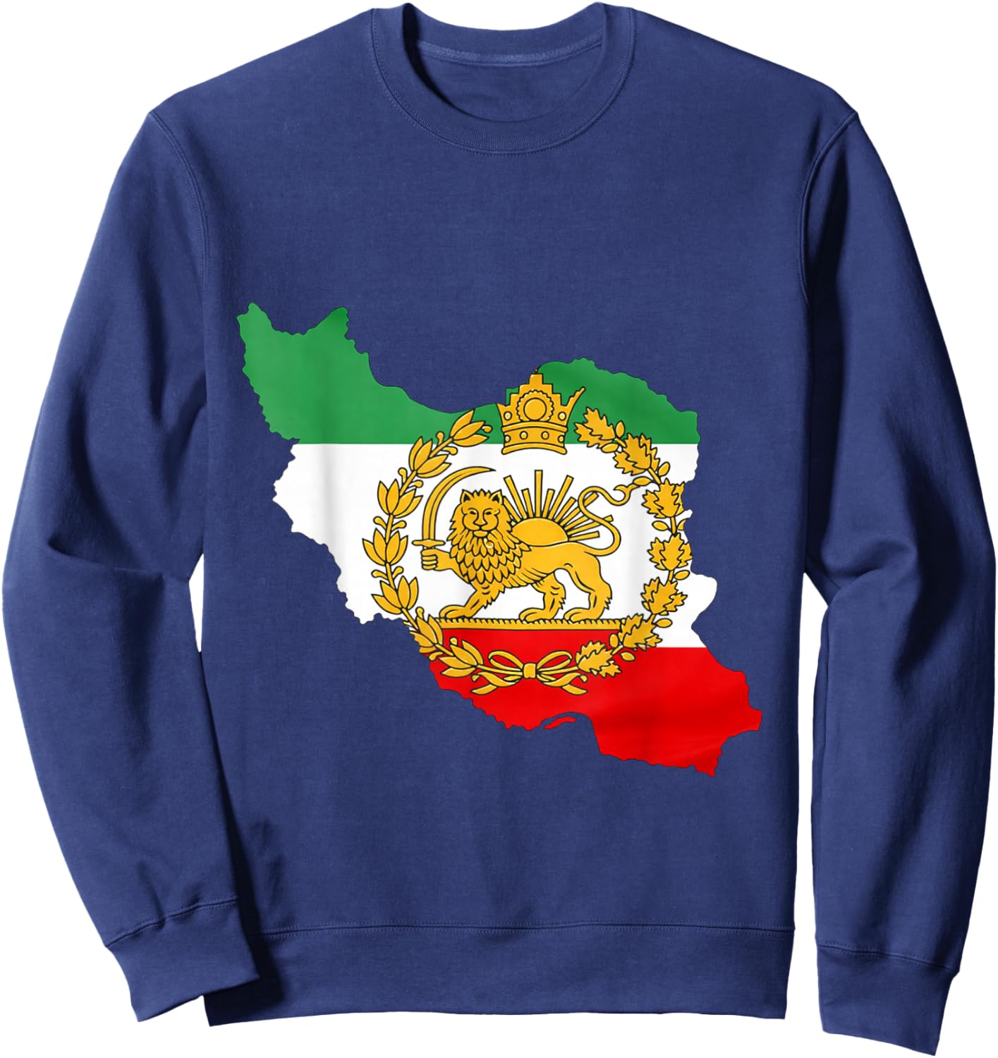 Persian Lion, Iran Map, Iranian Flag, Lion & Sun Flag Sweatshirt - Sweatshirt | Navy