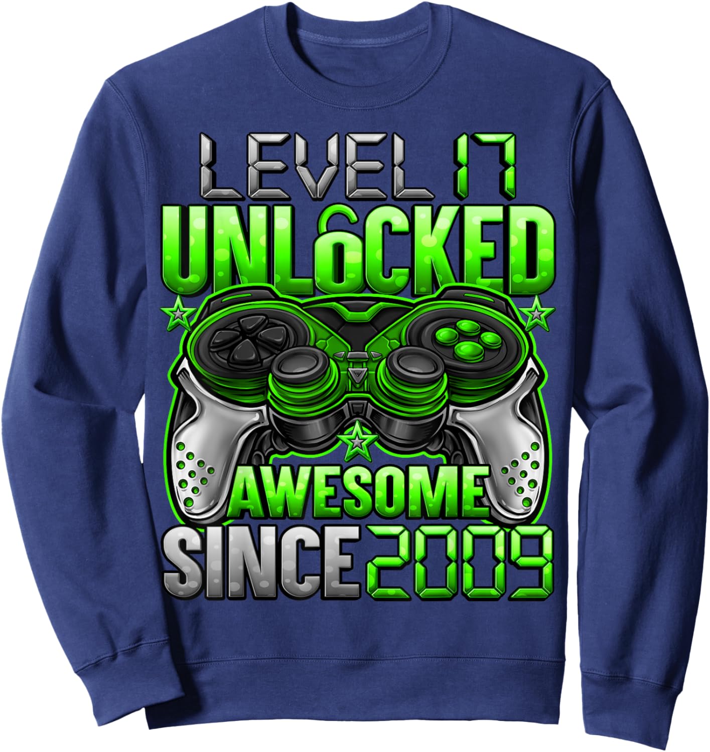 Level 17 Unlocked 17 Year Old Gifts Boys 17th Birthday Boy Sweatshirt - Sweatshirt | Navy