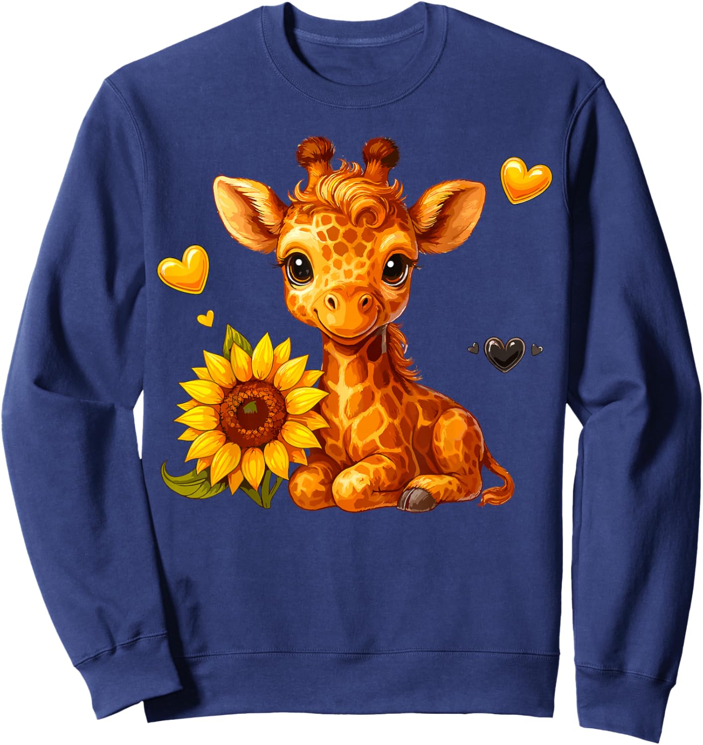 Cute Giraffe with Sunflower Sweatshirt - Sweatshirt | Navy