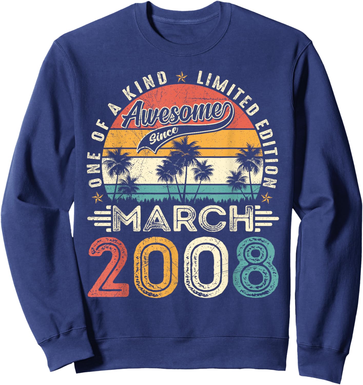 Awesome Since March 2008 Vintage Retro 18th Birthday Boy Men Sweatshirt - Sweatshirt | Navy