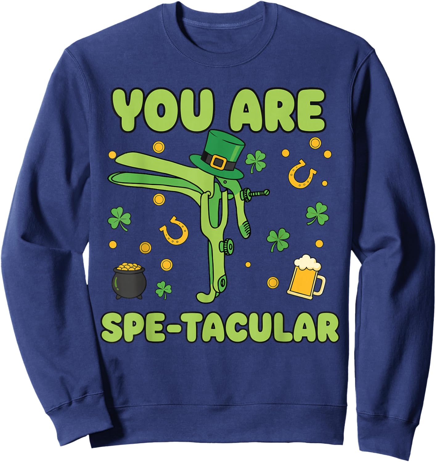 OBGYN St Patricks Day Shirt, Groovy You are Spetacular Sweatshirt - Sweatshirt | Navy