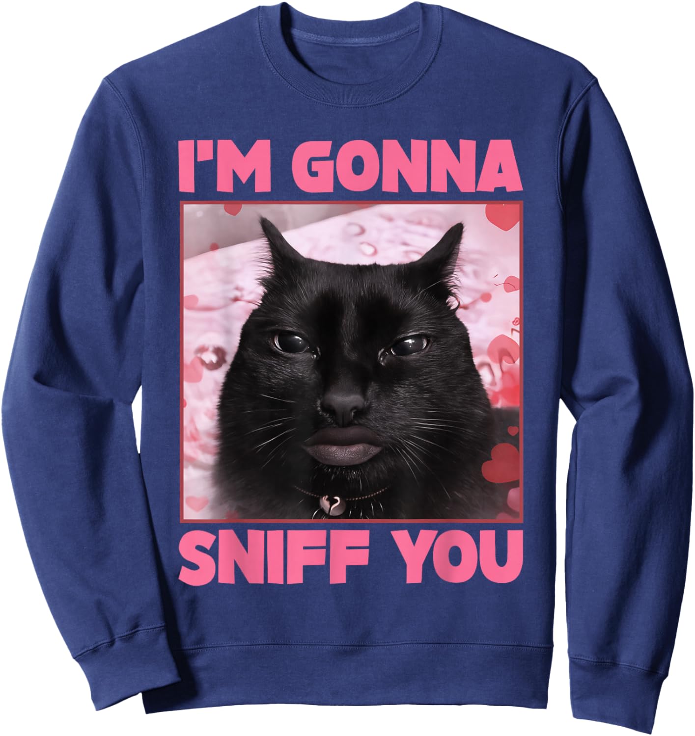 I'm Gonna Sniff You Funny Brainrot Cats Gen Z Meme Woman Man Sweatshirt - Sweatshirt | Navy