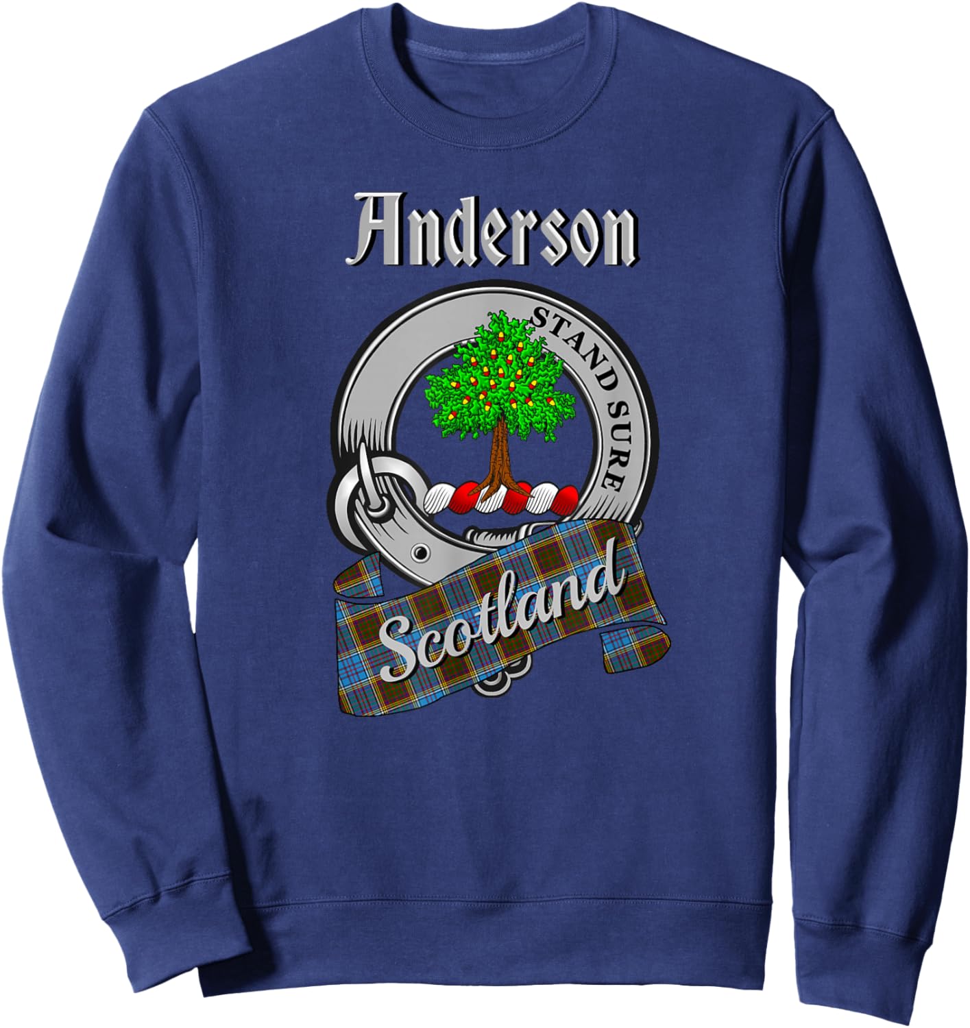 Anderson Scottish Clan Badge & Tartan Sweatshirt - Sweatshirt | Navy