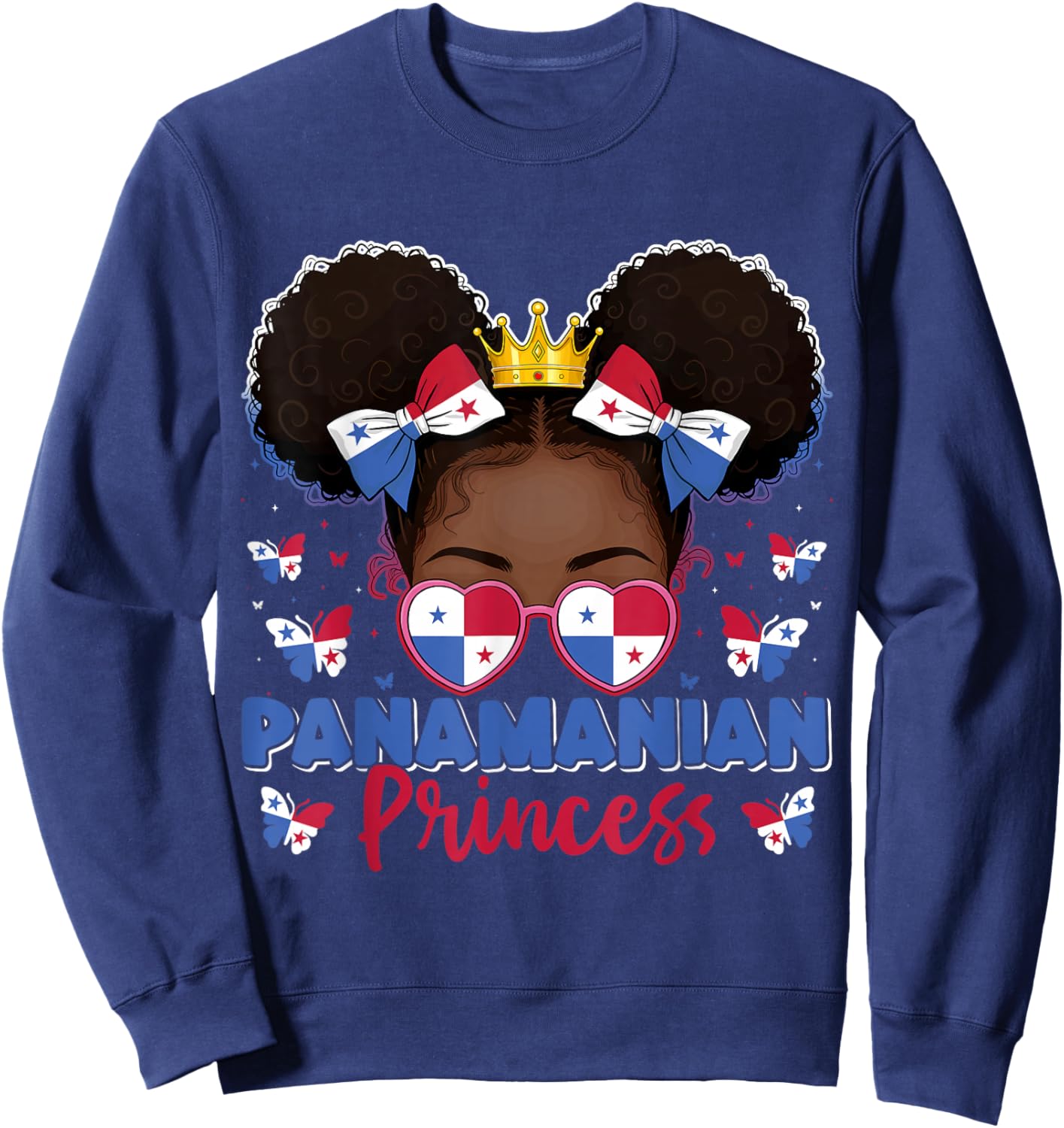 Panamanian Princess Panama Flag Proud Panameña Women Kids Sweatshirt - Sweatshirt | Navy