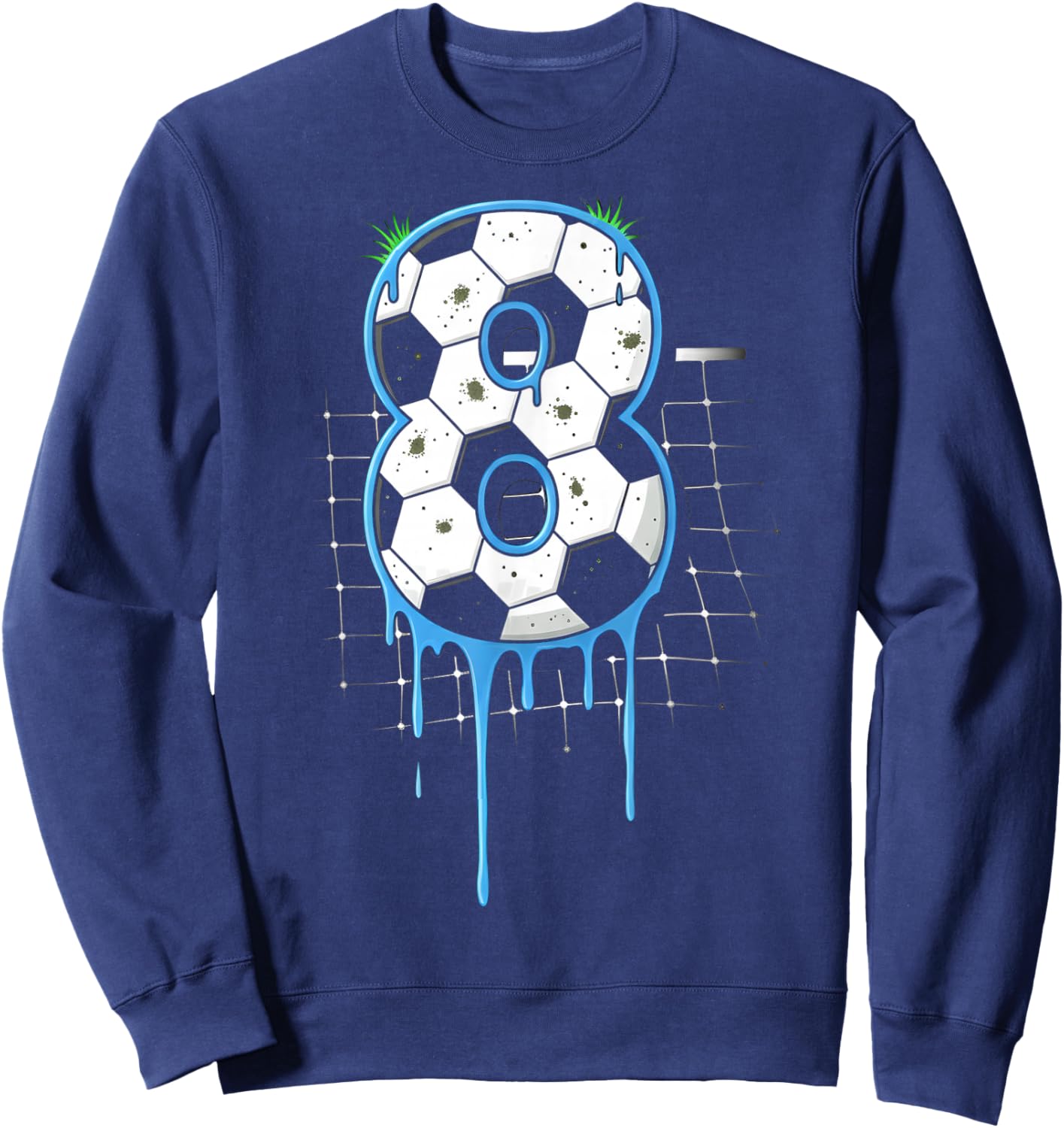 Soccer 8 Year Old Ice Cream Drip Youth 8th Birthday Boy 8 Sweatshirt - Sweatshirt | Navy