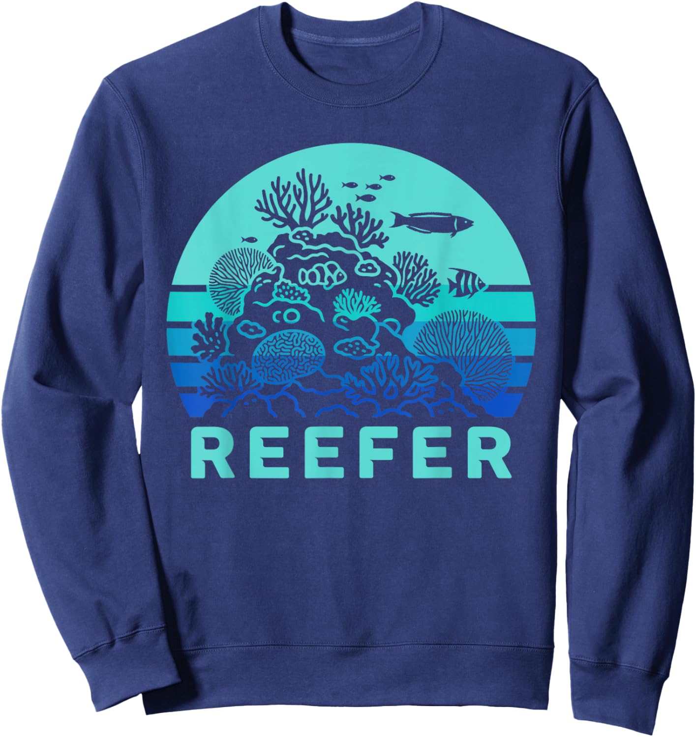 Retro Coral Reef Funny Reefer Aquarist Sweatshirt - Sweatshirt | Navy