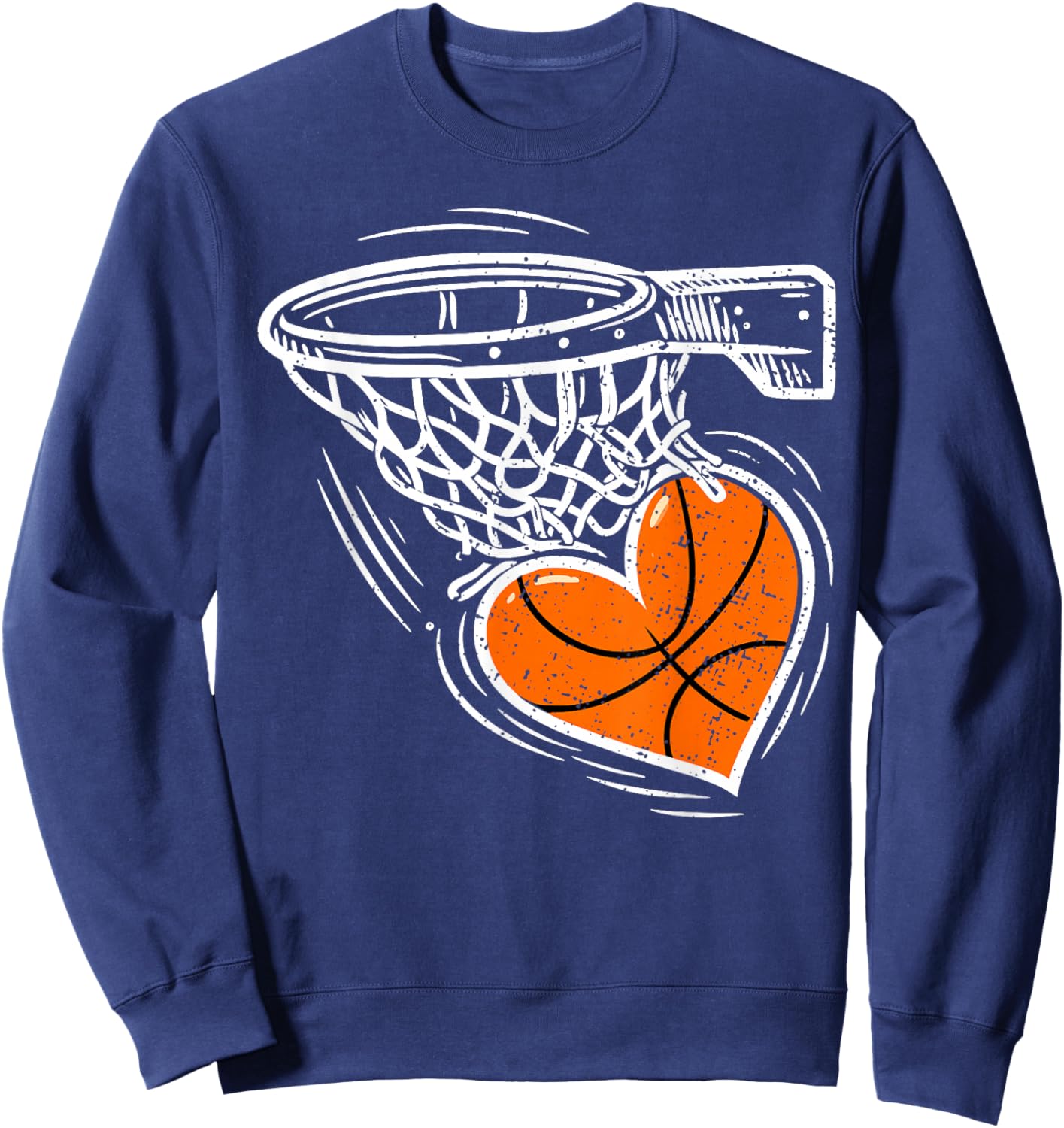 Valentines Day Basketball Heart Men Women Girls Kids Sweatshirt - Sweatshirt | Navy