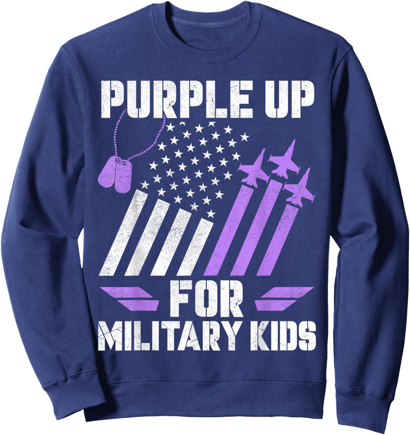 Month of The Military Child Purple Up for Military Kids Sweatshirt - Sweatshirt | Navy