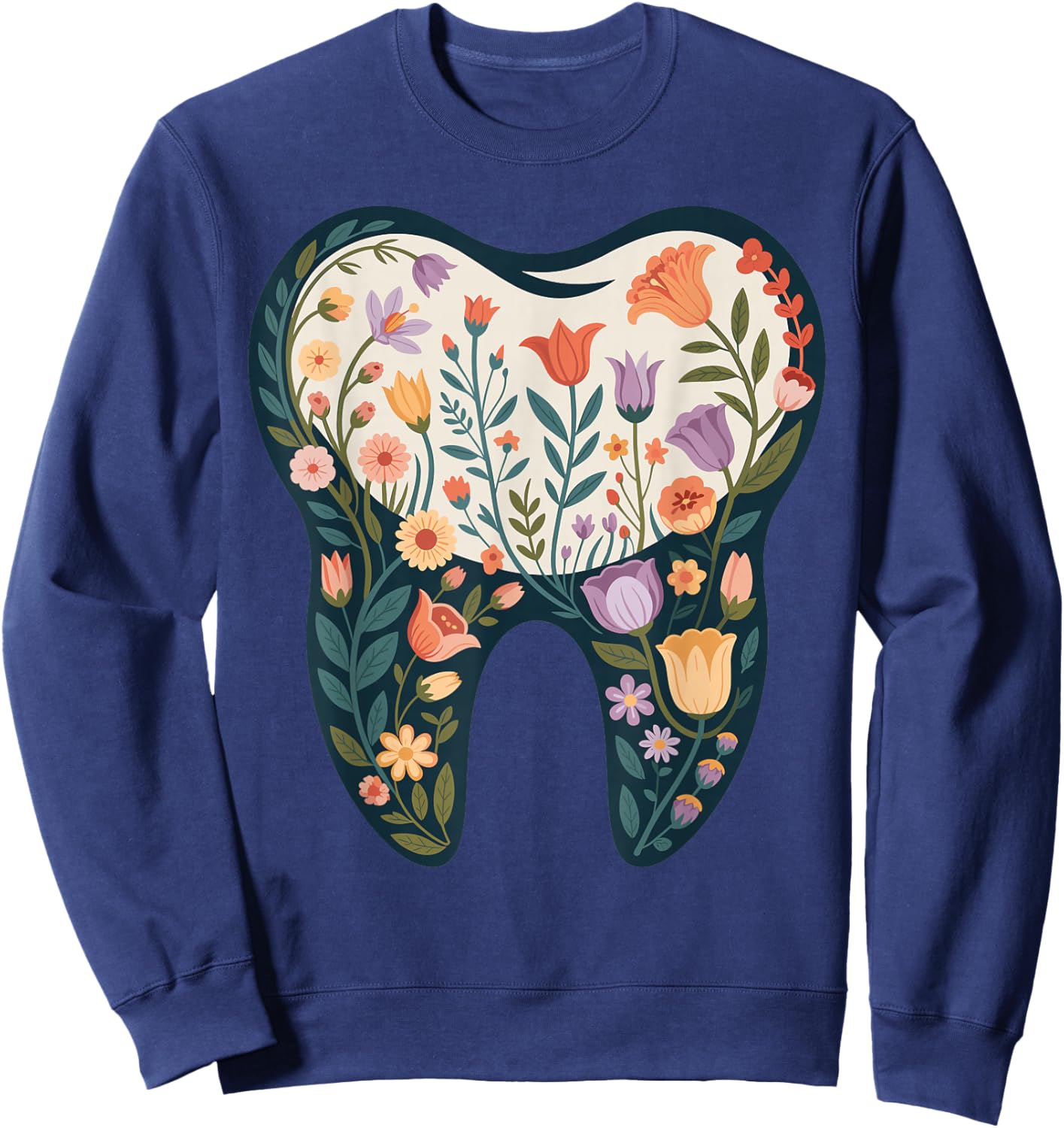 Dental Assistant Floral Tooth Flower Hygienist Student Sweatshirt - Sweatshirt | Navy