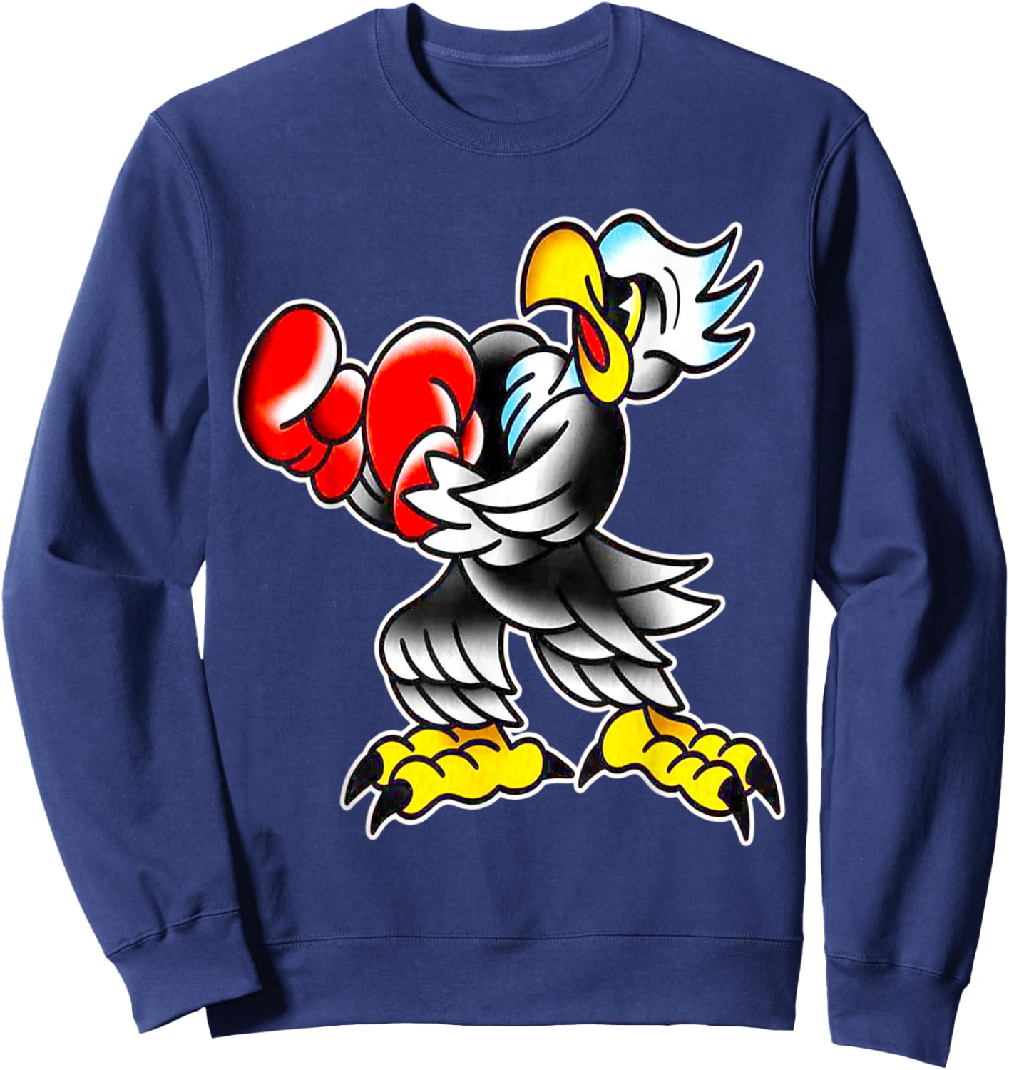 Bald Eagle Boxer Old School Tattoo Flash Sweatshirt - Sweatshirt | Navy
