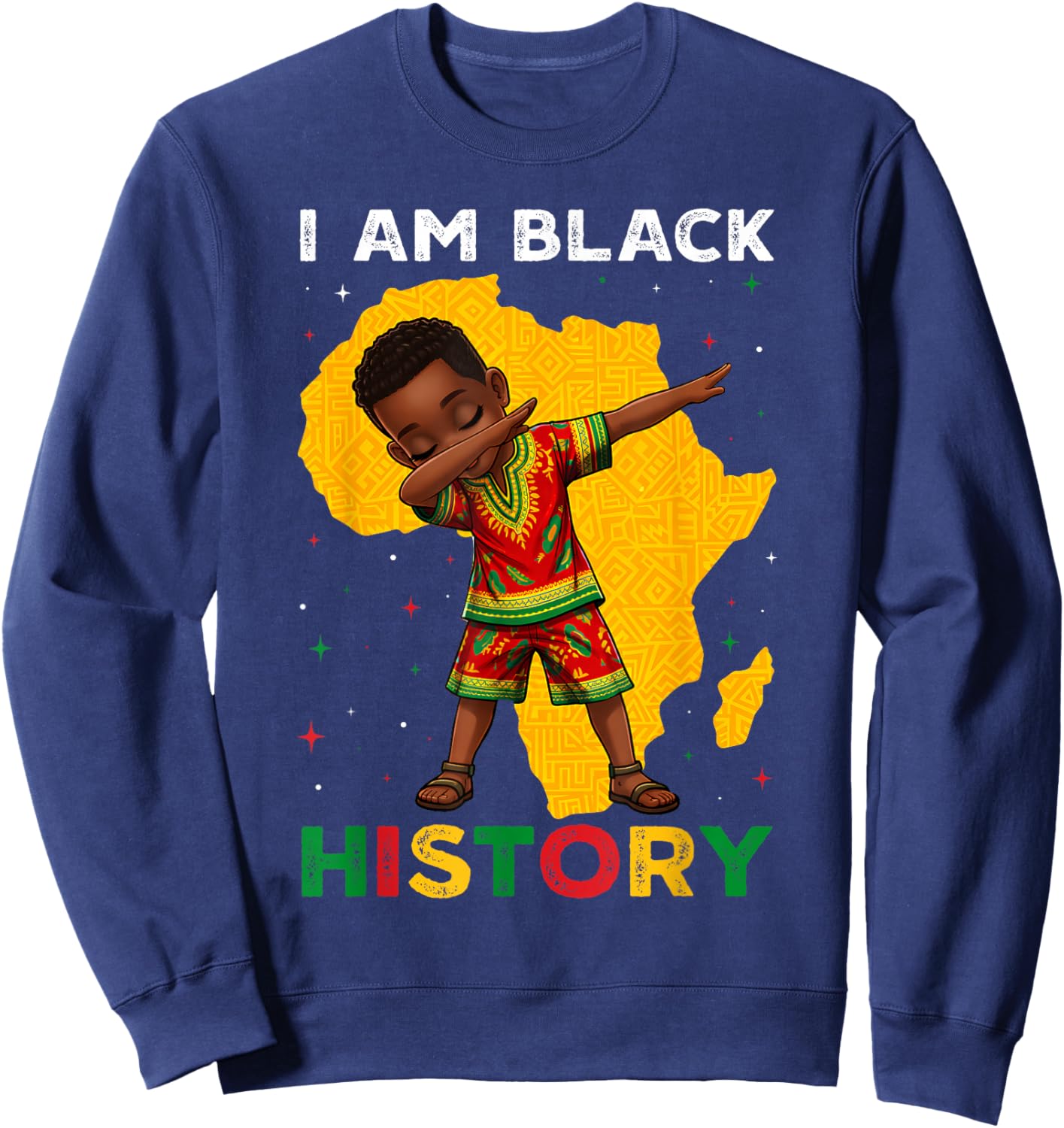 I Am Black History Melanin African Dab Boys Toddlers Kids Sweatshirt - Sweatshirt | Navy