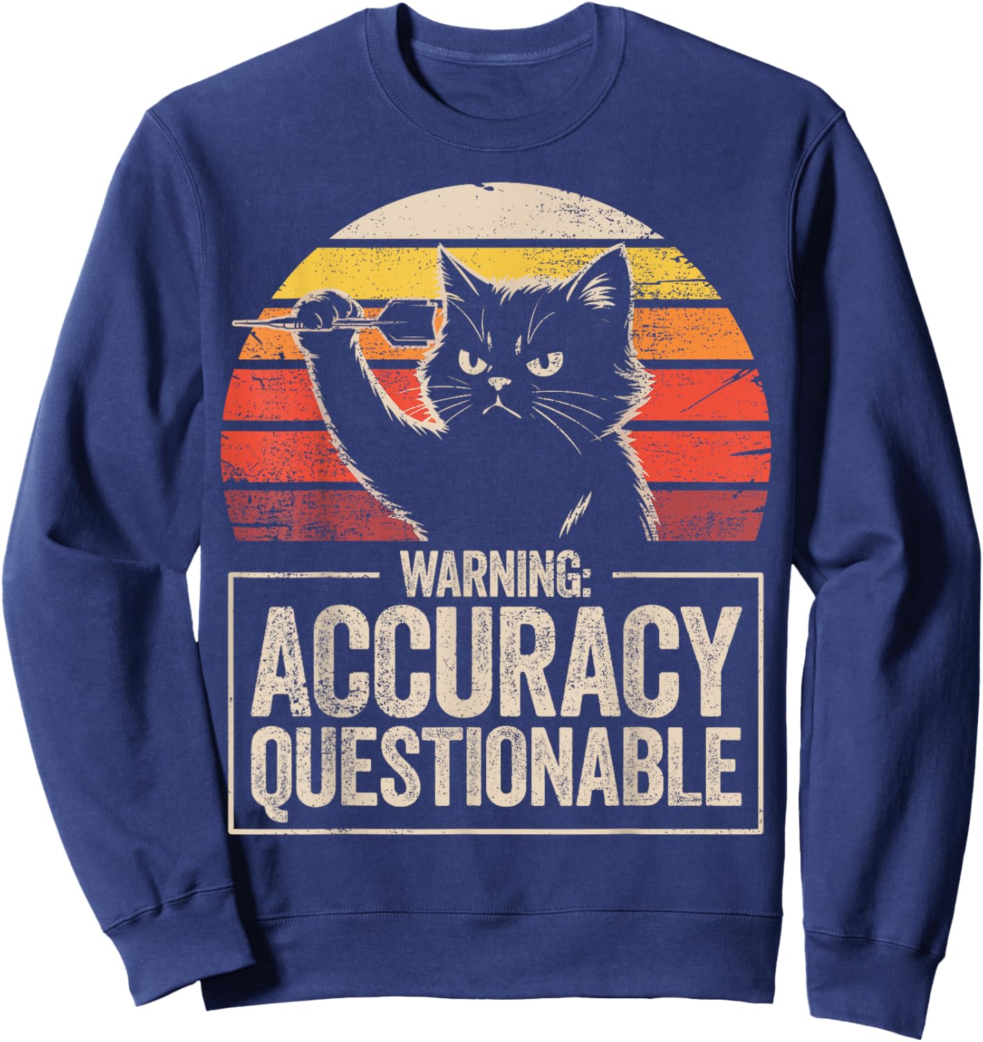 Hilarious Darts Player Bar League Cat Darts Sweatshirt - Sweatshirt | Navy