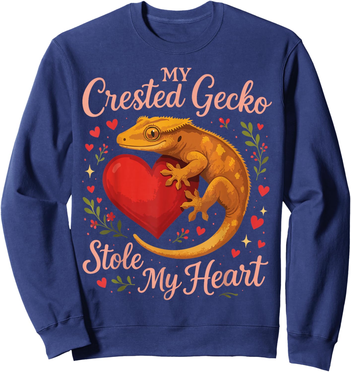Crested Gecko Valentines Day My Crested Gecko Stole My Heart Sweatshirt - Sweatshirt | Navy