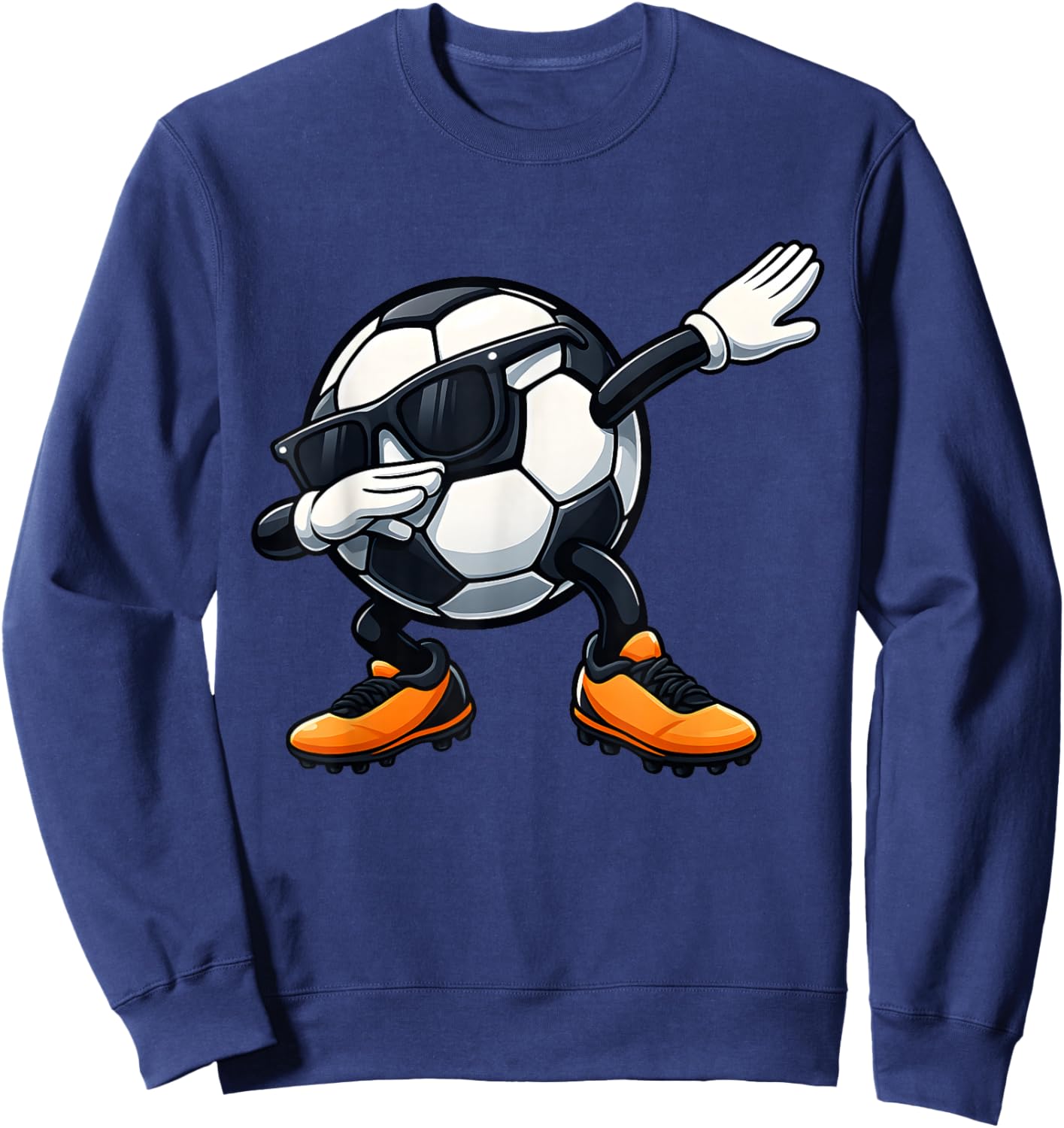 Cute Dabbing Sunglasses Football Soccer Ball Cartoon Funny Sweatshirt - Sweatshirt | Navy