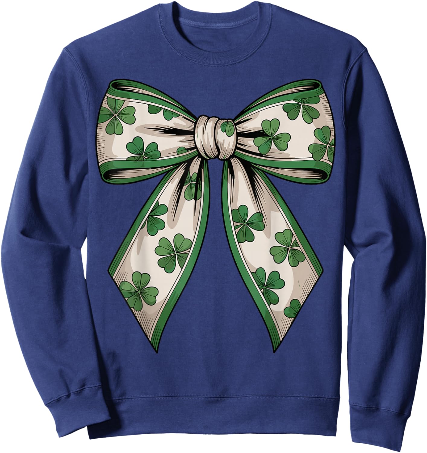 St Patricks Day Shamrock Coquette Bow Saint Pattys Girls Sweatshirt - Sweatshirt | Navy