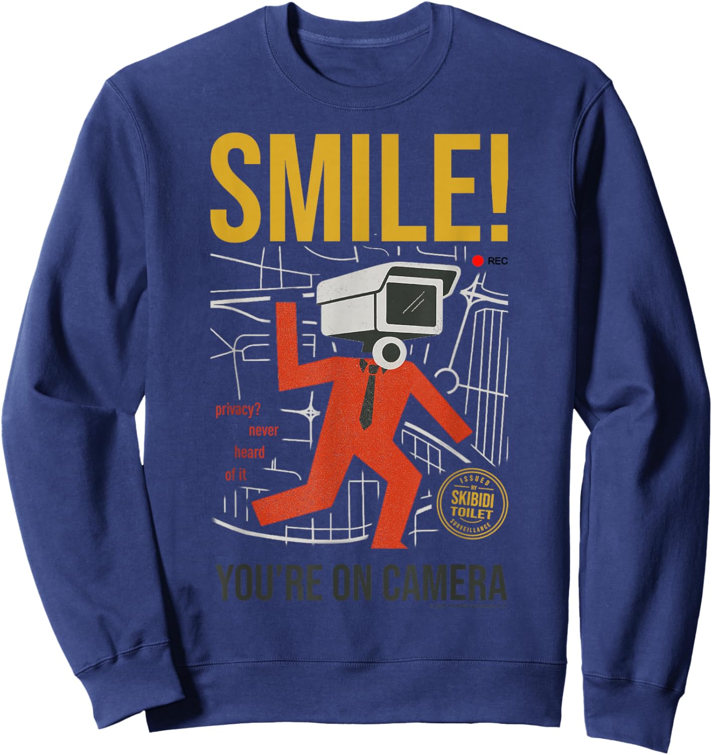 Skibidi Toilet Smile You are On Camera Sweatshirt - Sweatshirt | Navy