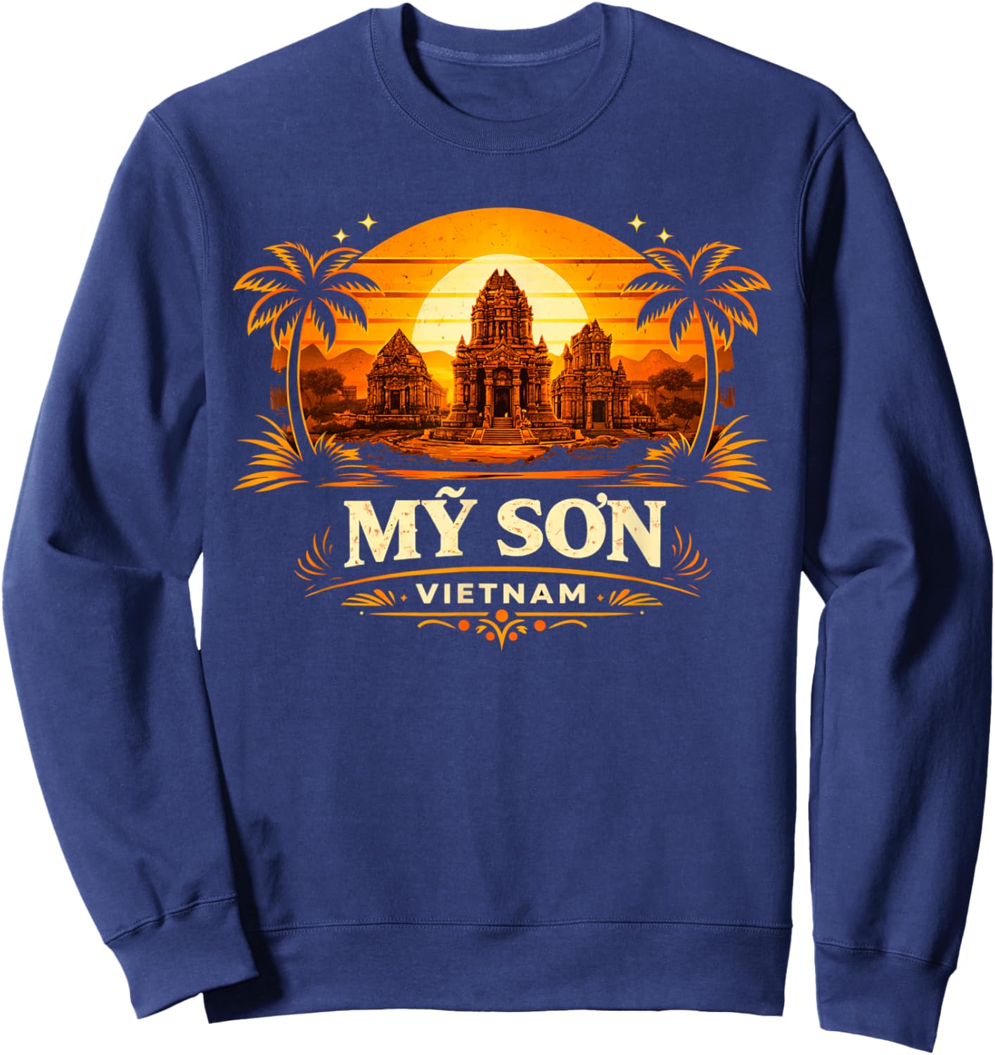 My Son Vietnam Lotus Temple Ruins Ancient Cham Heritage Sweatshirt - Sweatshirt | Navy