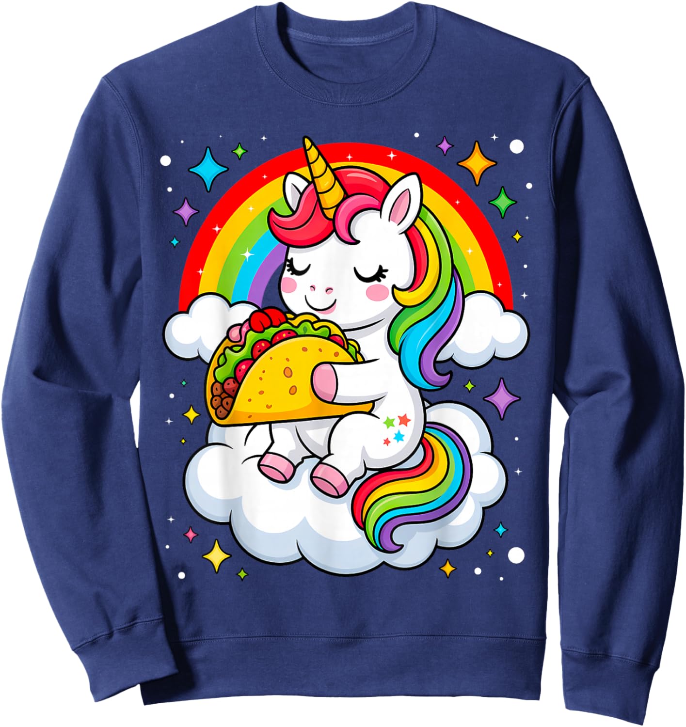 Unicorn Taco Rainbow Fiesta Cinco De Mayo Toddler Girls Kids Sweatshirt - Sweatshirt | Navy