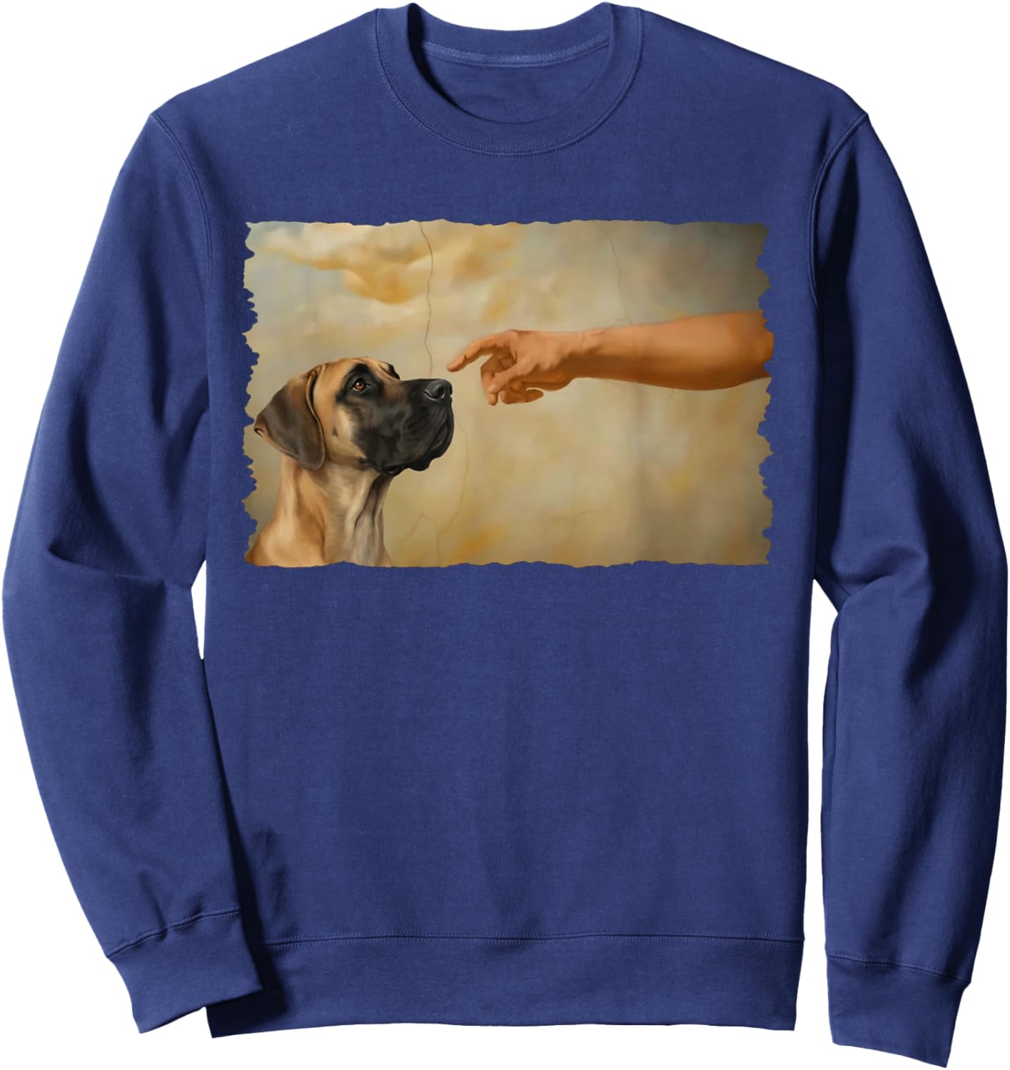 God Creates Great Fawn Great Dane Dog Lover Sweatshirt - Sweatshirt | Navy