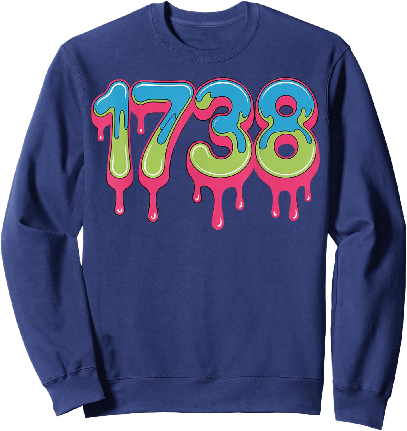 Number 1738 Drippy Numbers Meme Sweatshirt - Sweatshirt | Navy