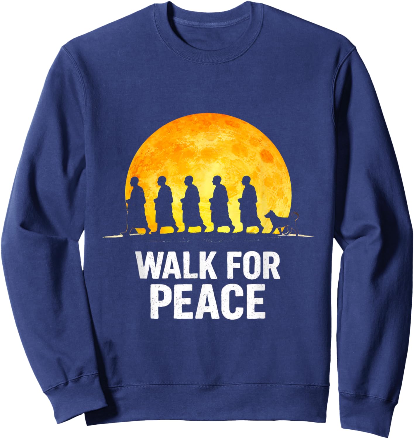 Walk for Aloka Peace Walking Monks Zen Art Sweatshirt - Sweatshirt | Navy