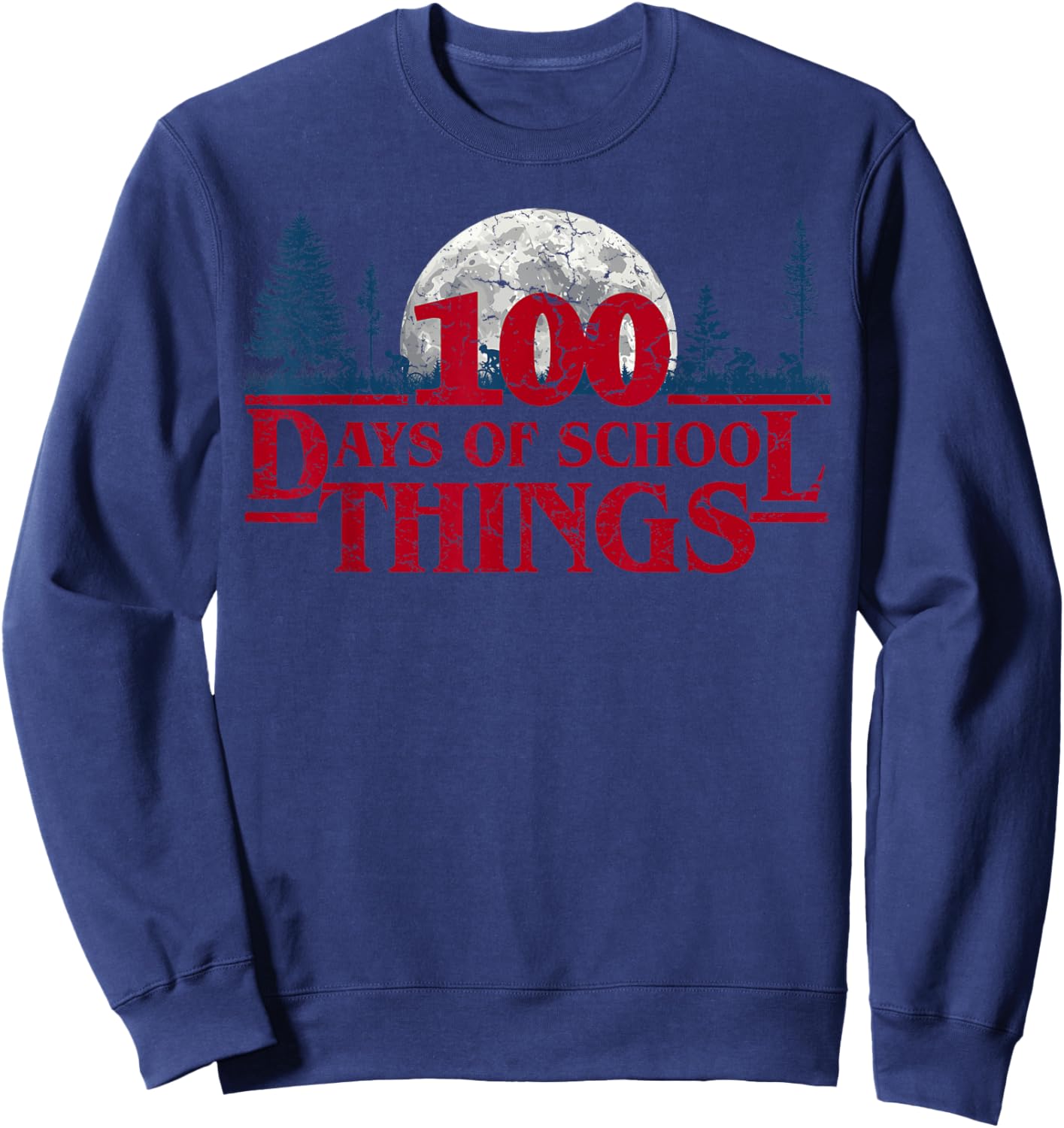 100 Days of School Things Retro Vintage School Funny Teacher Sweatshirt - Sweatshirt | Navy